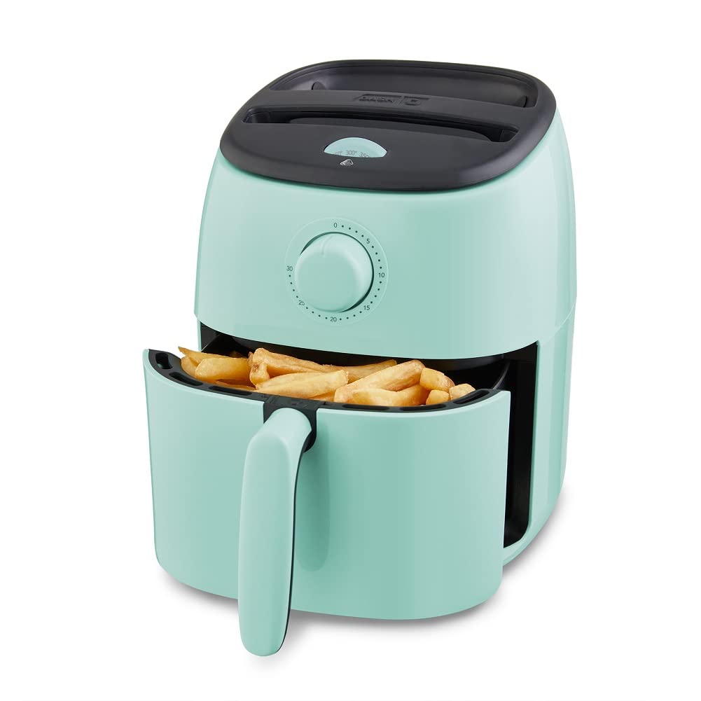 DASH Tasti-Crisp™ Electric Air Fryer Oven, 2.6 Qt., Aqua – Compact Air Fryer for Healthier Food in Minutes, Ideal for Small Spaces - Auto Shut Off, Analog, 1000-Watt
