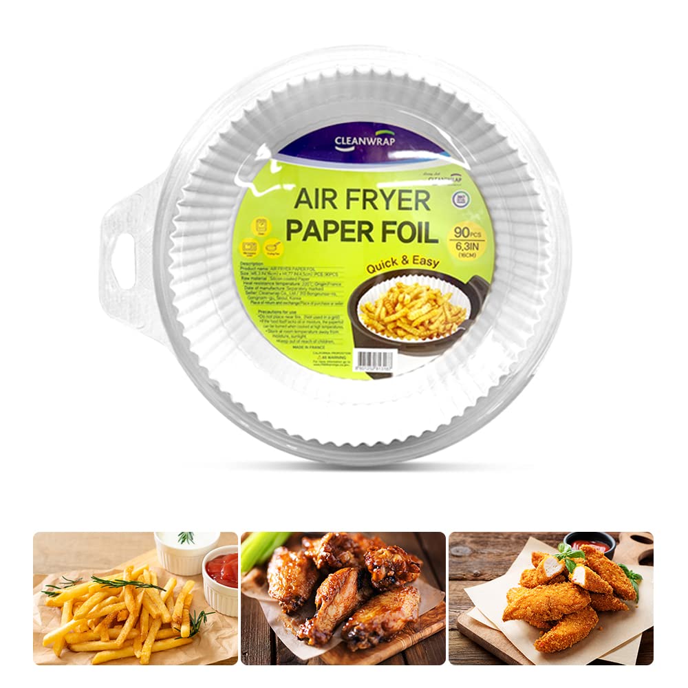 CLEANWRAP Air Fryer Disposable Paper Liners (6.3 * 1.77-90 PCS) - Mothers Day Gifts for Mom I Air Fryer Paper Liners Disposable