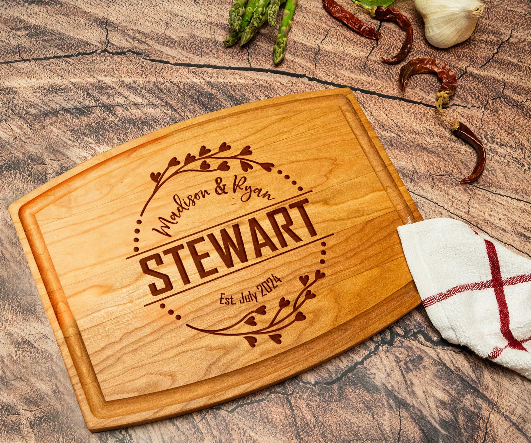 Silveroy Custom Wood Cutting Board Gift:Perfect Wedding & Anniversaries! Personalized Charcuterie Cheese Board for Couples, Friends, & Family. Ideal for Christmas, Bridal Shower, Housewarming