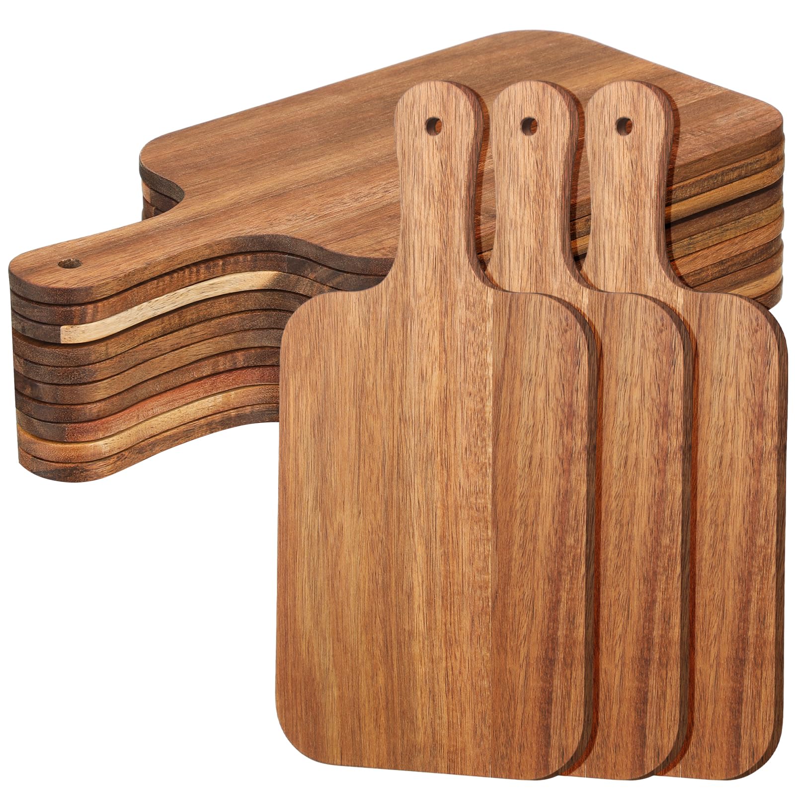 Zubebe 12 Pcs Bulk Cutting Board Wood Chopping Board with Handle Laser Engraving Wooden Serving Trays Charcuterie Trays for Customized Mother's Day Wedding Housewarming Gift(Acacia,15" X 7")