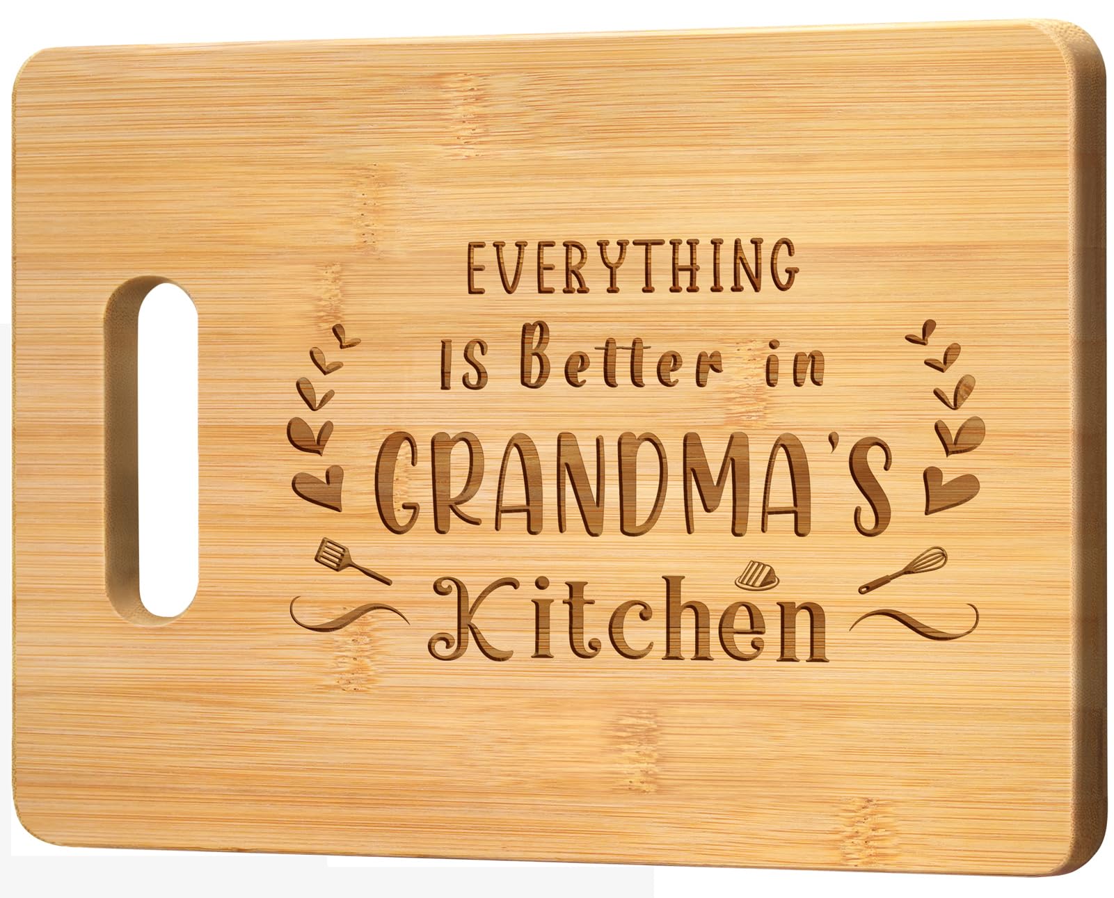 Mothers Day Gifts for Grandma, Grandma Birthday Gifts from Grandkids, 11x8.5inch Engraved Bamboo Cutting Board for Christmas Birthday, Best Grandmother Present