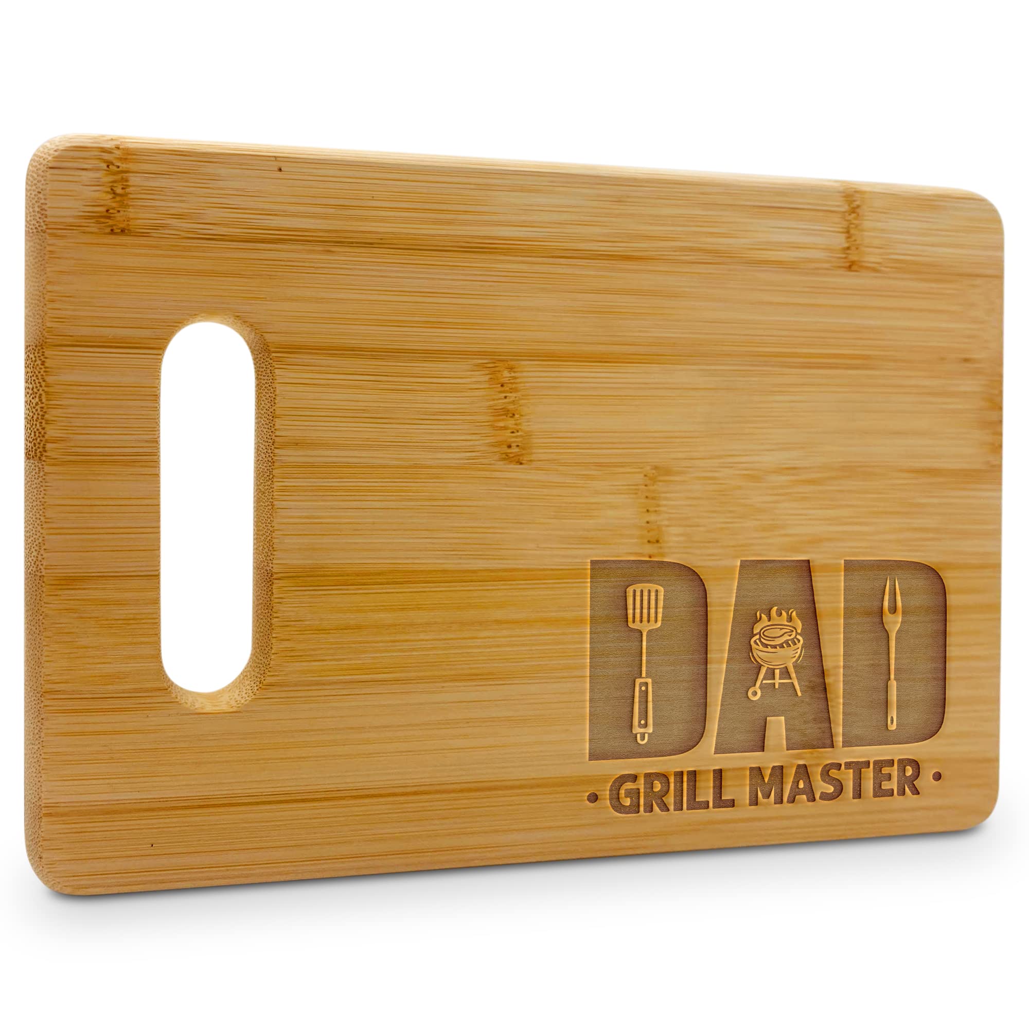 On The Rox Gifts for Dad - Grill Master Cutting Board (9''x6'') Personalized Men Engraved Bamboo Fathers,Papa,Stepdad Best Ever Birthday,Fathers' Day Gift,White