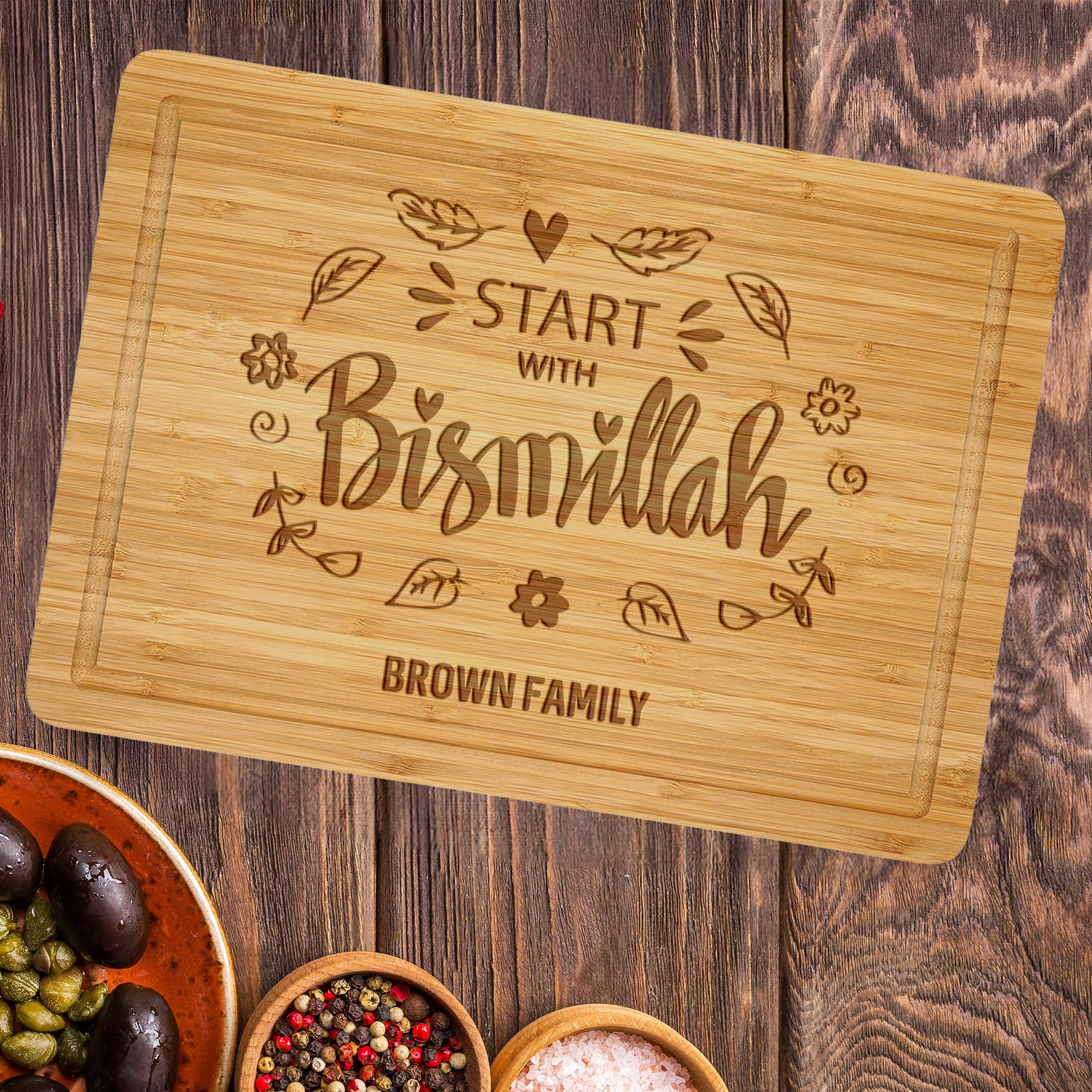 Start with Bismillah Cutting Board, Ramadan Serving Board, Muslim Home Decor, Gift For Ramadan, Islamic Kitchen Decor, Muslim New Home Gift
