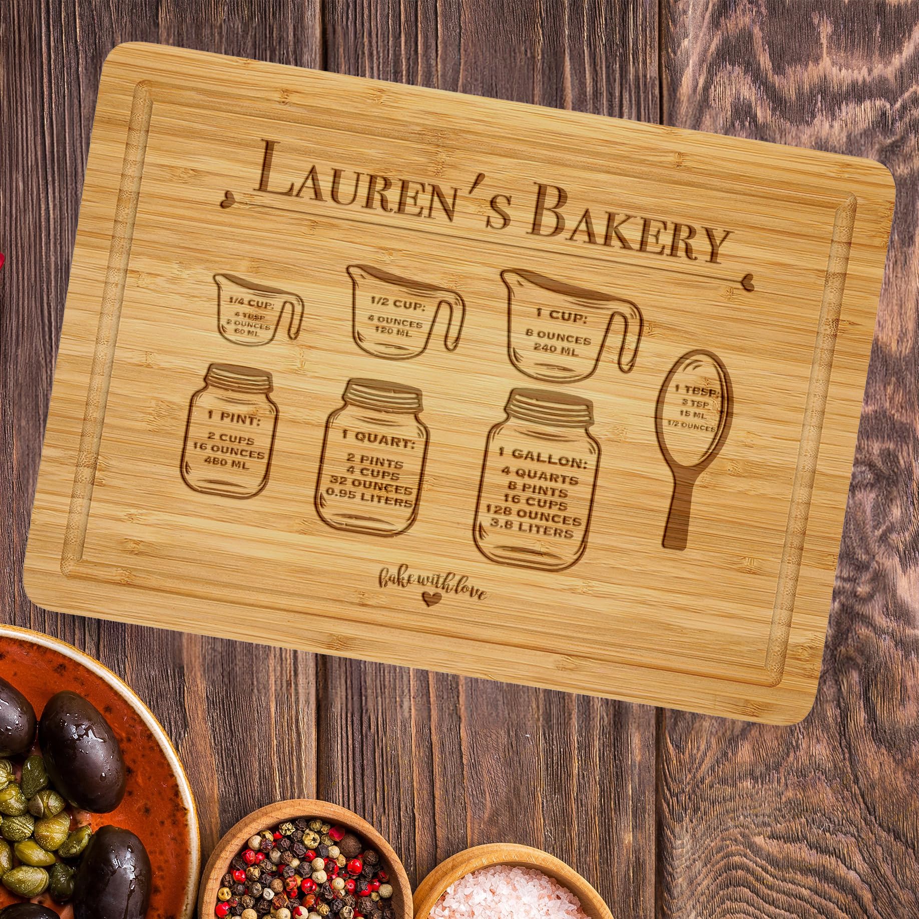 Kitchen Conversions Custom Cutting Board,Personalized Wooden Baboo Cutting Board, Cooking Gifts,Kitchen Gift for Chef, Baking Gifts for Mom