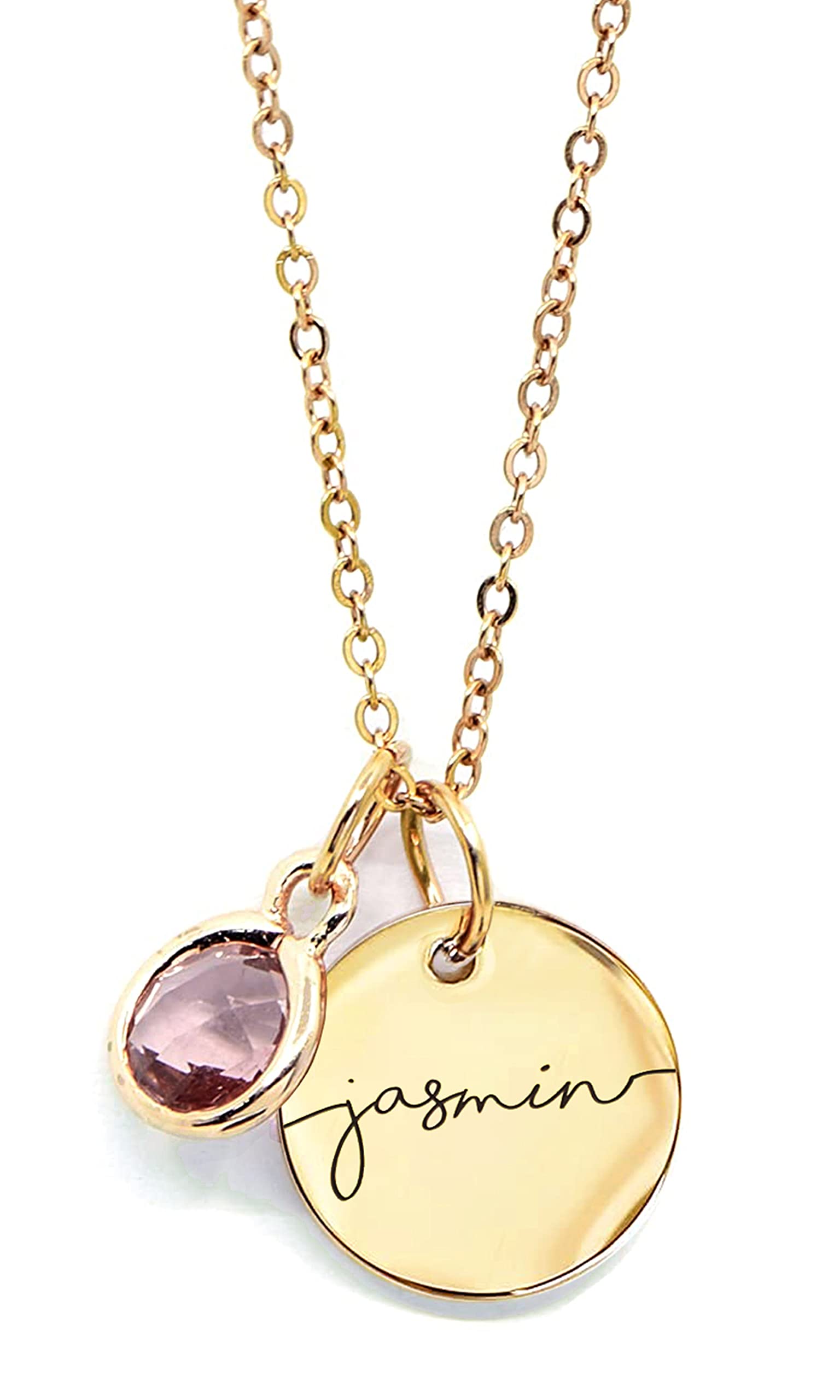 Birthstone Name Necklace Personalized Jewelry for Women Mother's Day Neckace Gifts for Mom Gold Plated Pendant Charm, Custom Jewelry Grandma Gift Birthday Personalized Gifts for New Moms -CN-BS-SH