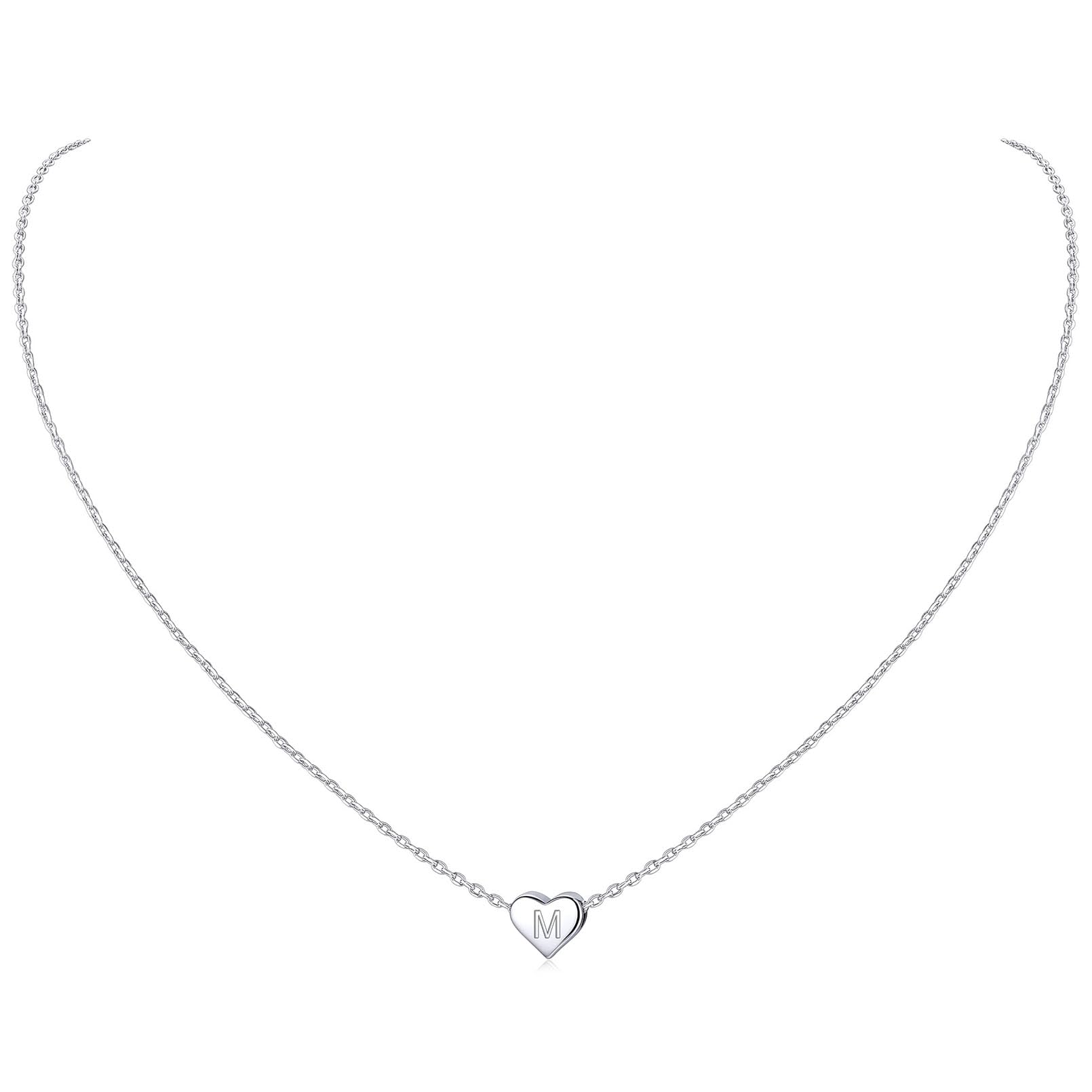 ChicSilver 925 Sterling Silver Heart Initial Necklaces for Women -Dainty Personalized Heart Pendant Letter Alphabet Necklace for Women (with Gift Box)