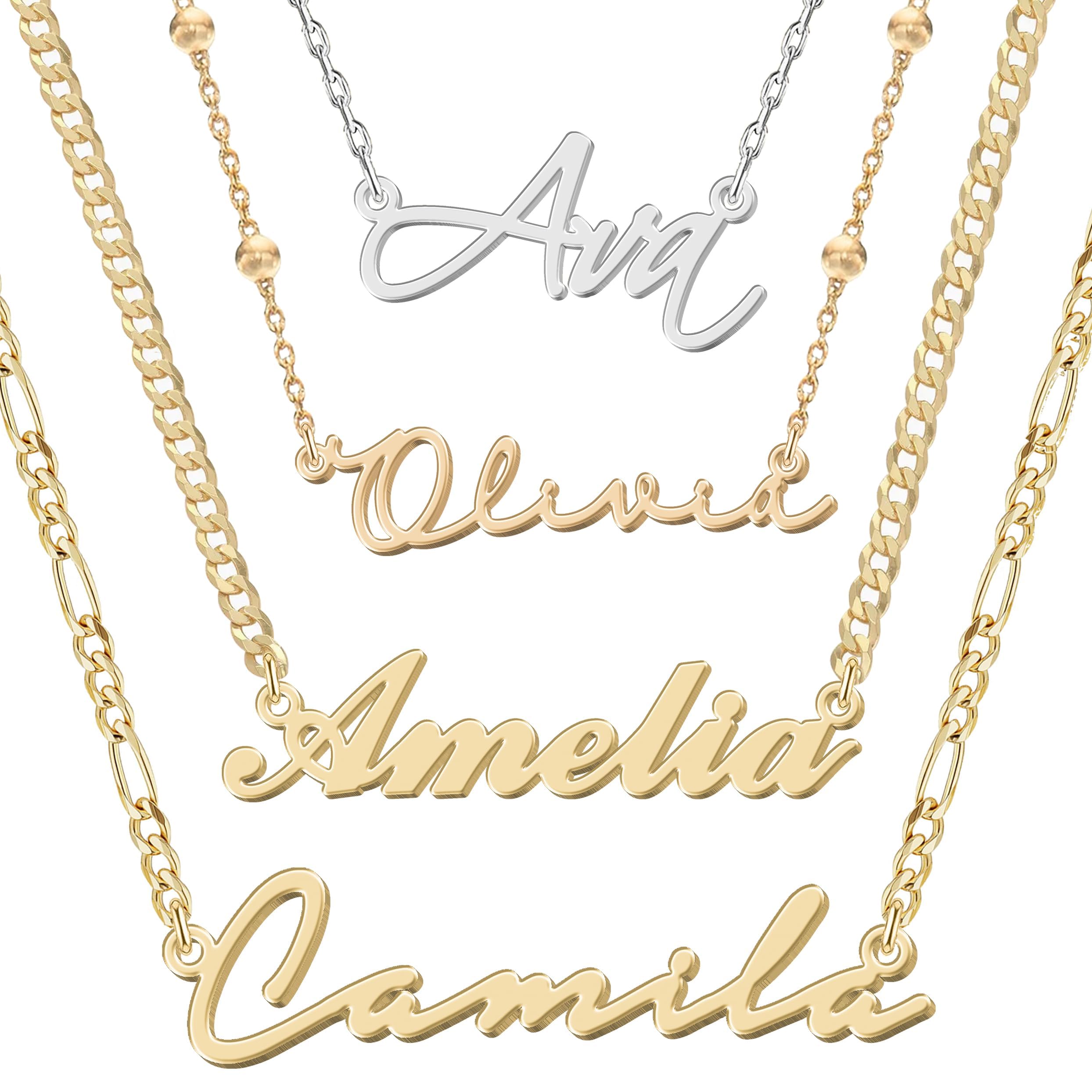 Personalized Name Necklace | Sterling Silver/Stainless Steel | 14 Fonts, 4 Colors, 5 Chains | Tarnish-Free, Handmade Gift for Women: Mom, Daughter, Sister | Ideal for Birthday, Mother's Day,Christmas