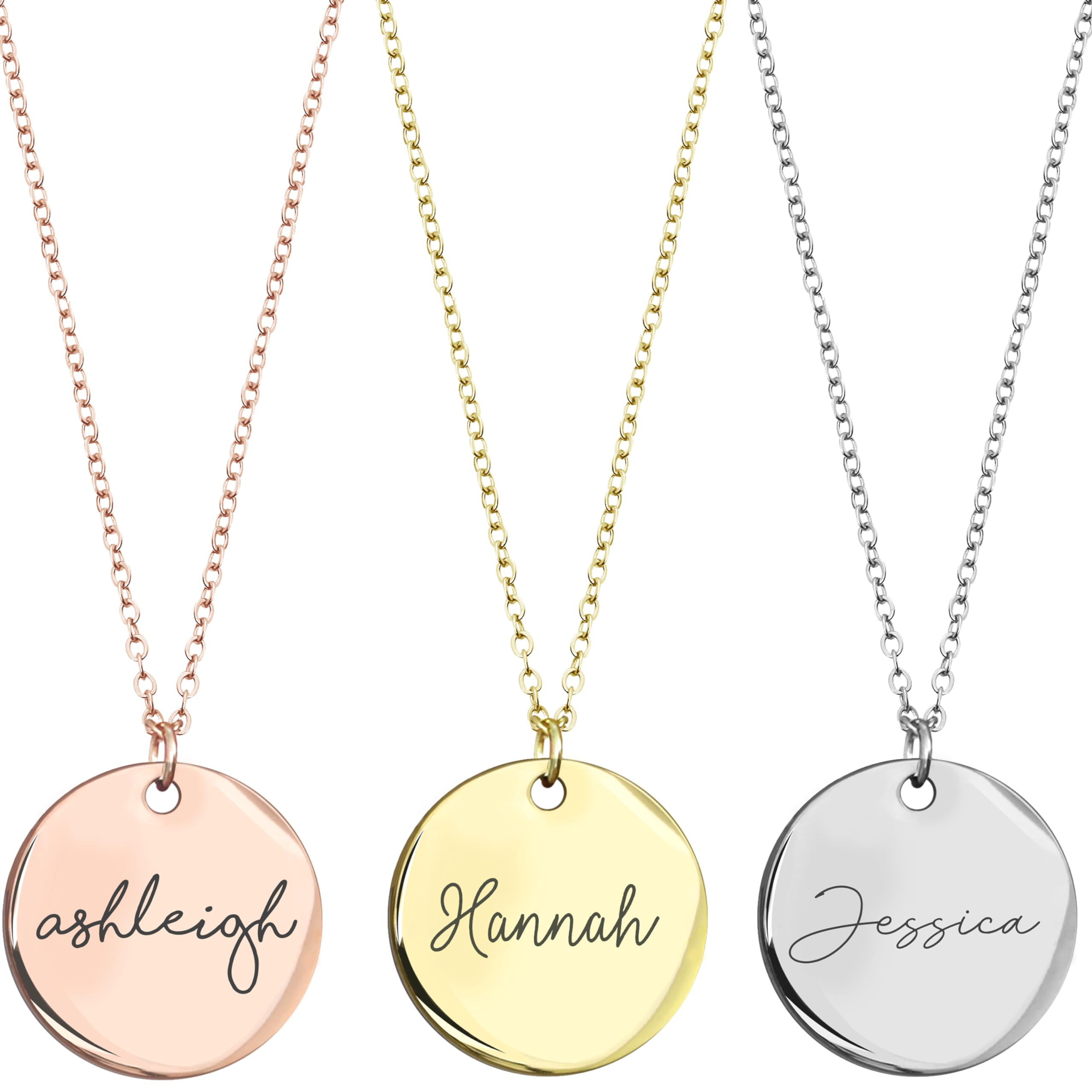 Personalized Coin Name Necklace Custom Engraved Jewelry Gift for Bridesmaid Birthday Handmade Jewelry for Women Mom Mother's Day Gift for Her – LCN-N
