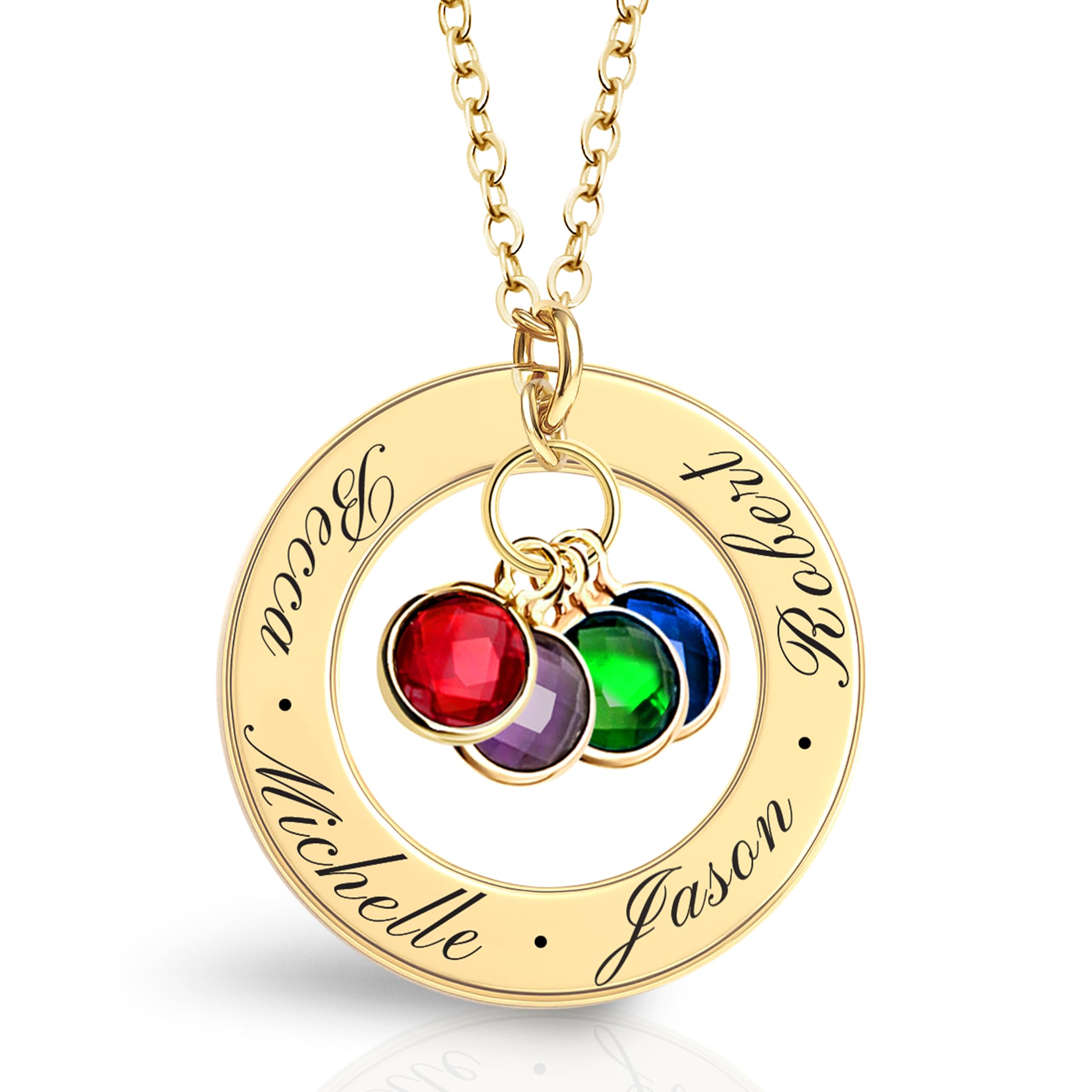 Mom Necklace Gift Personalized Jewelry Gifts for Women Jewelry for Mom Grandma Necklace Custom Mothers Day Gifts Birthstone Jewelry Necklace with Childrens Kids Names -CIR-BSN (Gold)