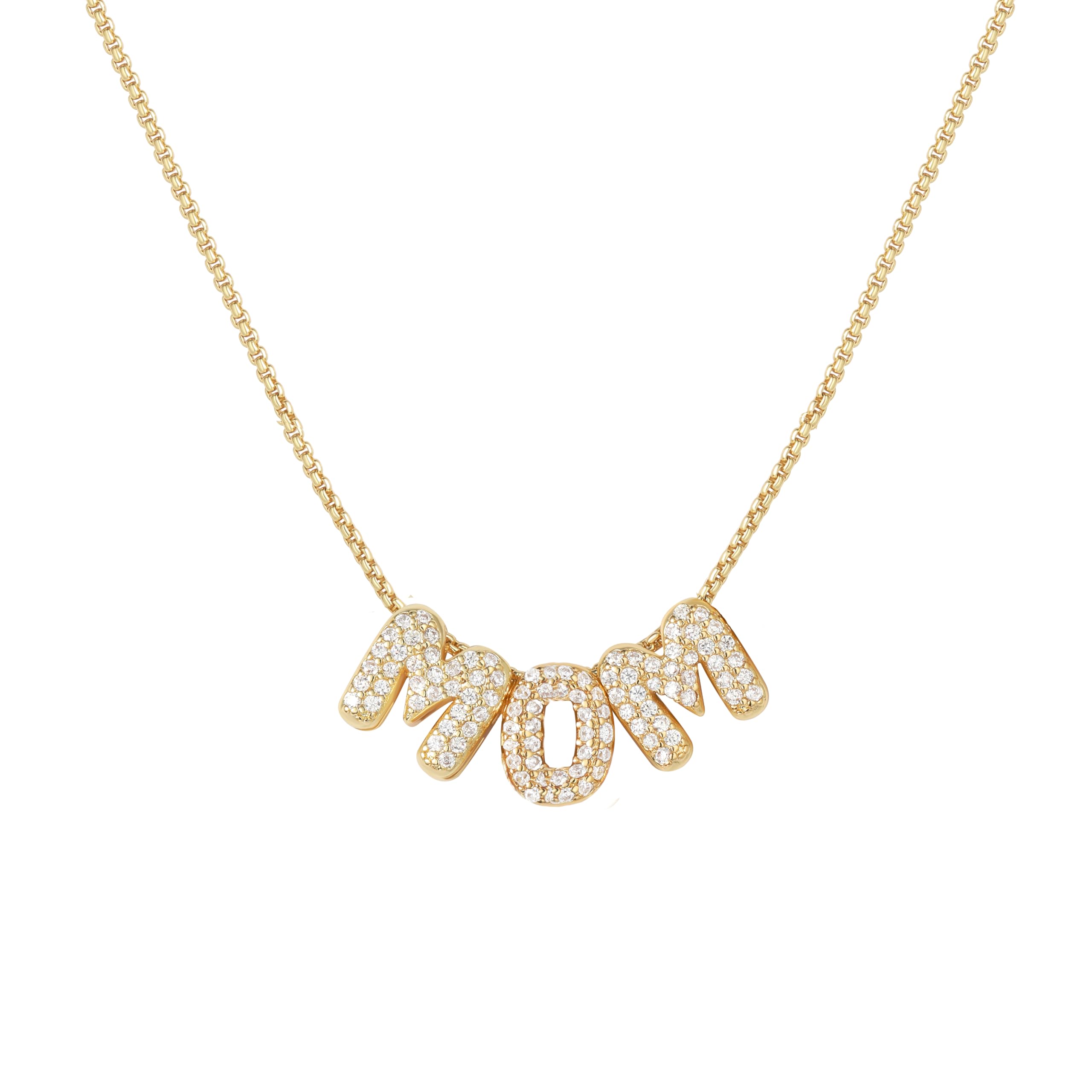 Custom Diamond Bubble 3D Letter Necklace Puffy Personalized Initial Charm with Zircon,18K Gold Plated Dainty Balloon Name Necklace for Women, Handmade Jewelry Gift for Her,Mother's Day