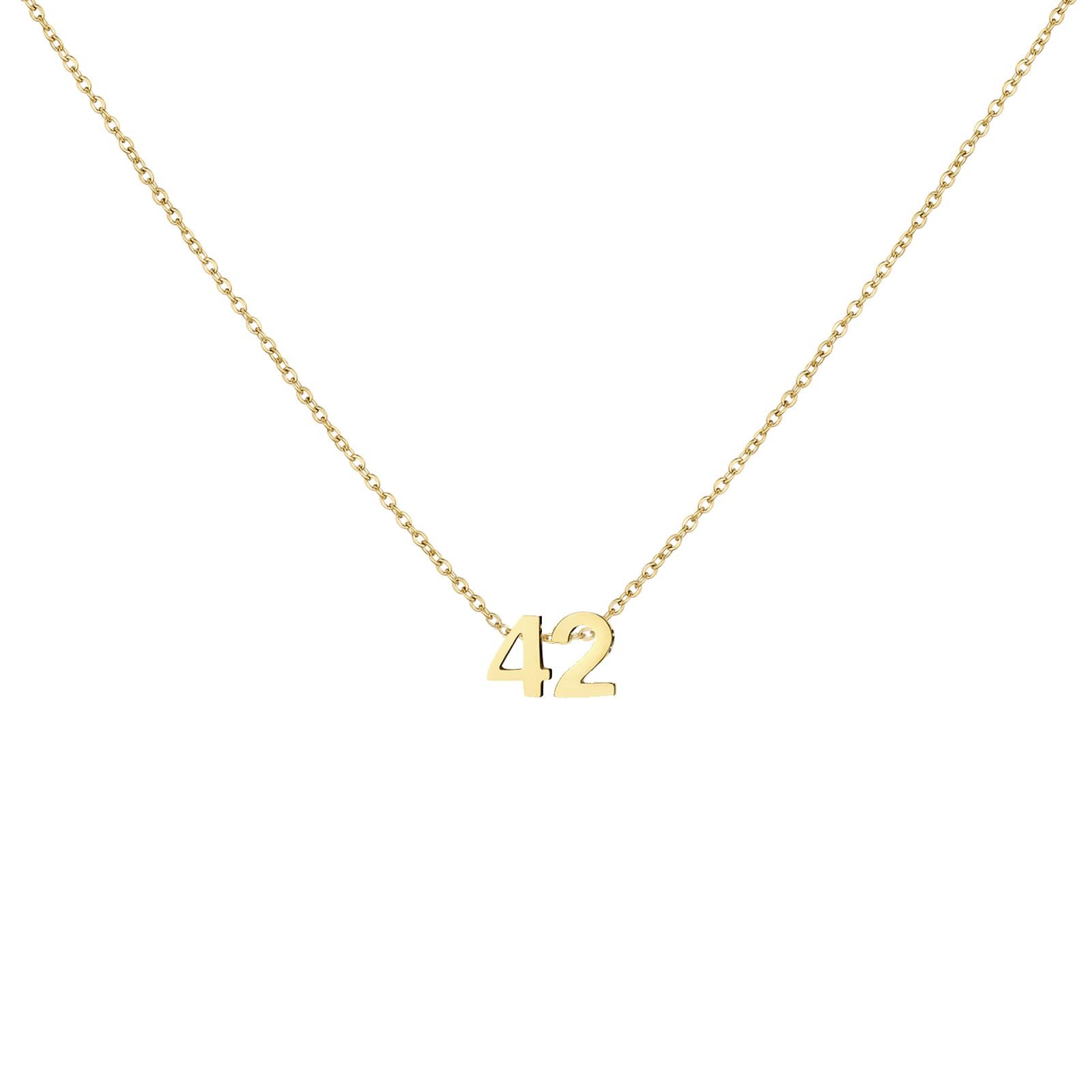 Gold Number Necklace for Women 18K Gold Plated Dainty Charm Birth Month Cute Pendant Choker Necklace Personalized Jewelry Birthday Gift for Her