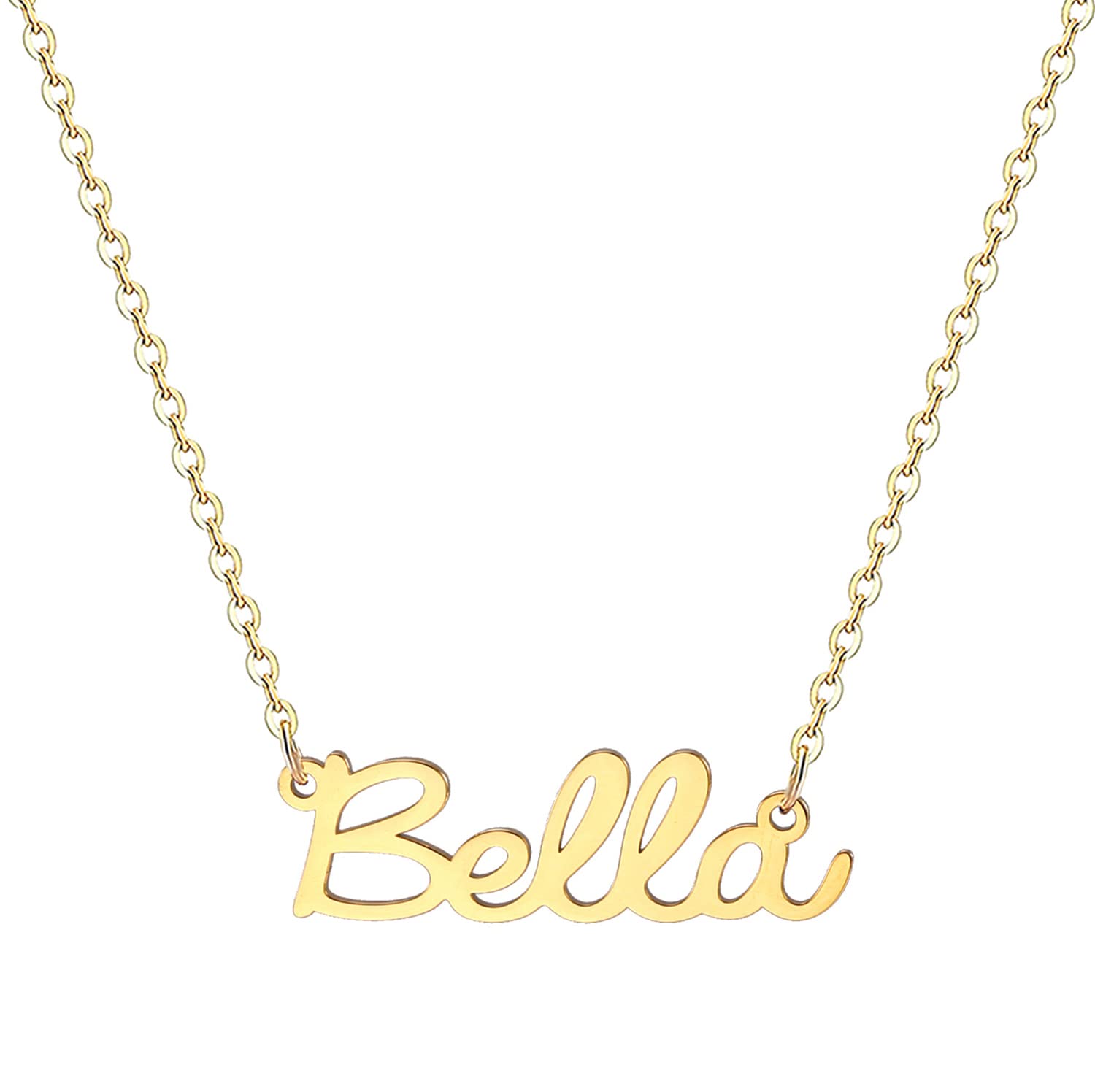 MOMOL 18K Gold Plated Stainless Steel Name Necklace Personalized Custom Name Julia Necklace Customized Nameplate Necklace for Women