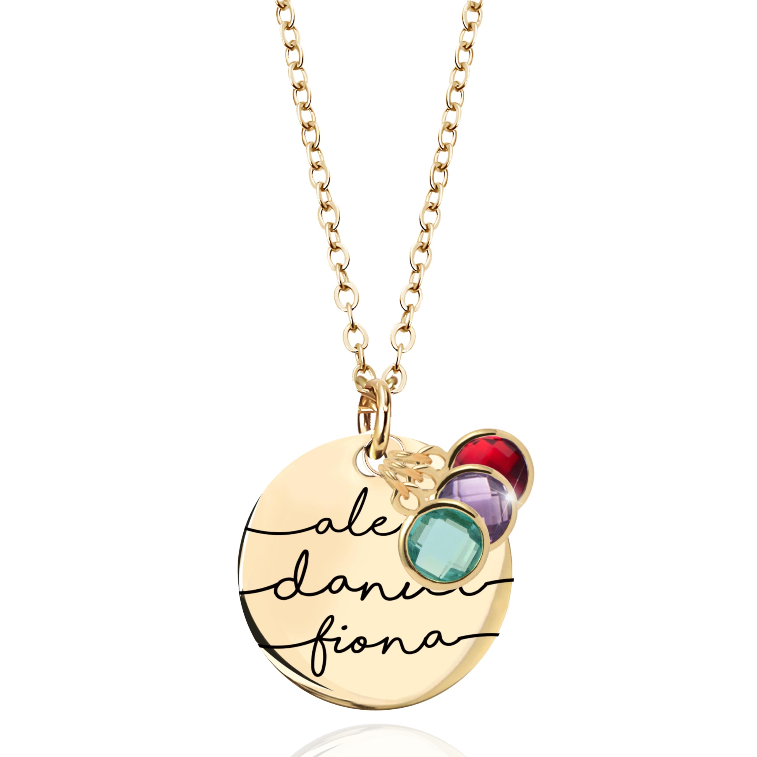 Handwriting Birthstone Name Necklace Personalized Jewelry Mother's Day Gift for Her Gold Aquamarine Pendant Necklace -CN-BS-SH-MN