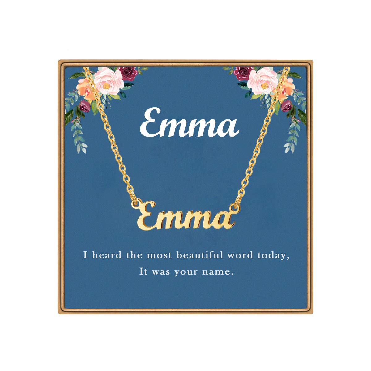 Ldurian Mother's Day Gifts Custom Name Necklace, Personalized Name Plate Pendant Necklace Pre Gifts, Charm Pre-made Jewelry for Mom Mama Birthday Anniversary