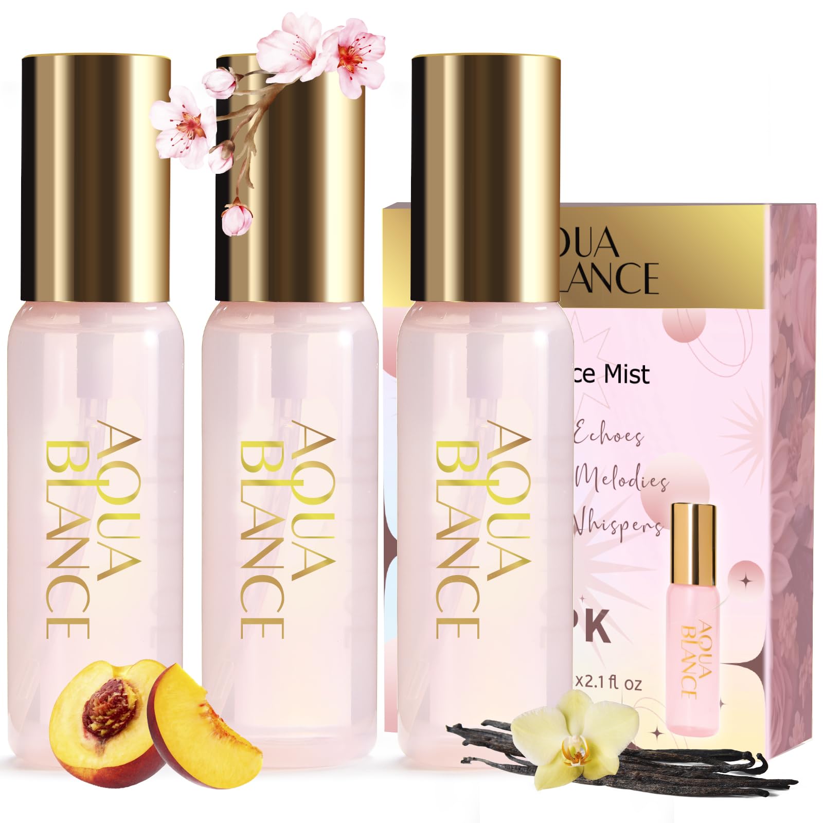 Body Spray for Women, Body Fragrance Mist Gift Set, 3-Pack, Each 60ml/2.1 FlOz, Travel Size Three Scents, Womens Body Spray