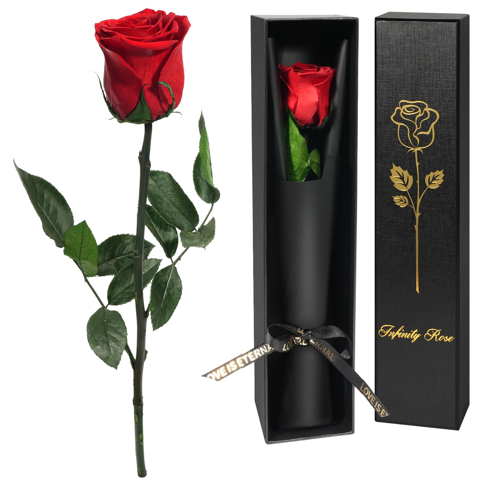 Yamonic Preserved Flowers Rose Gifts for Women Mom, Mothers Day Rose Flower Gifts for Mom, Forever Real Flowers Birthday Mom Gifts for Her, Grandma, Girlfriend, Wife Gifts for Anniversary (Red)