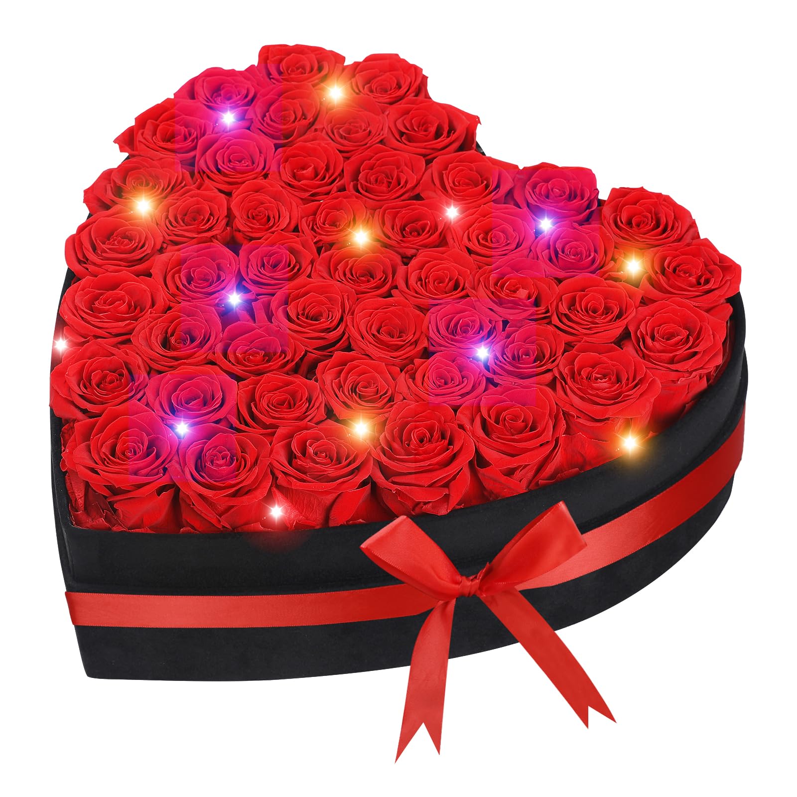47 Roses in a Heart-Shaped Box with Velvet Cover,Flowers for Delivery Prime,A-Grade Real Preserved Flowers Roses,Forever Flowers Mothers Day Rose Gift for Mom,Birthday Gifts for Women,Red