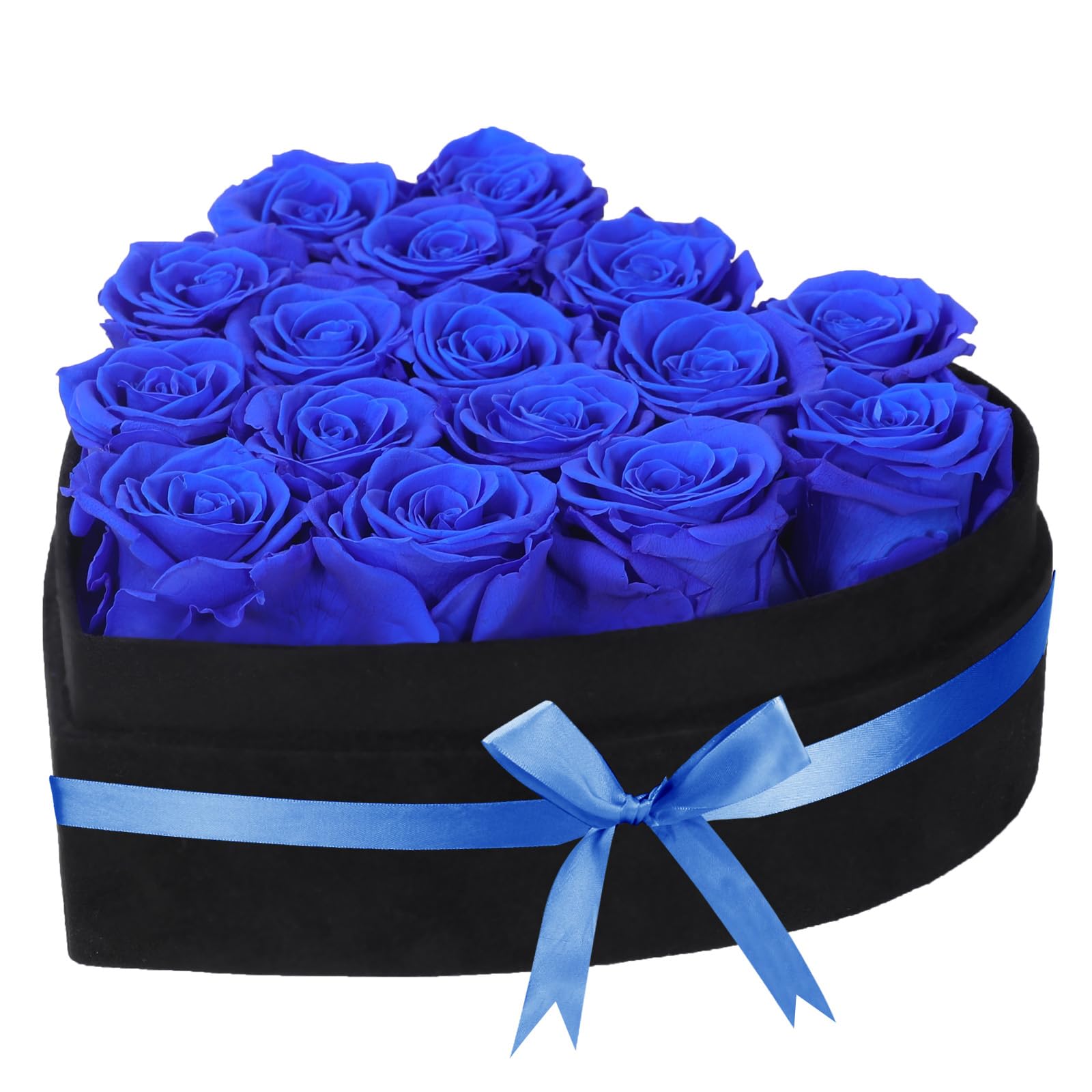 Luxury Forever Real Roses in Suede Box - 16-Piece Preserved Flowers Roses Gifts for Delivery Prime Birthday, Valentines's Day, Mother's Day,Anniversary, Graduation Gifts for Her (Royal Blue)