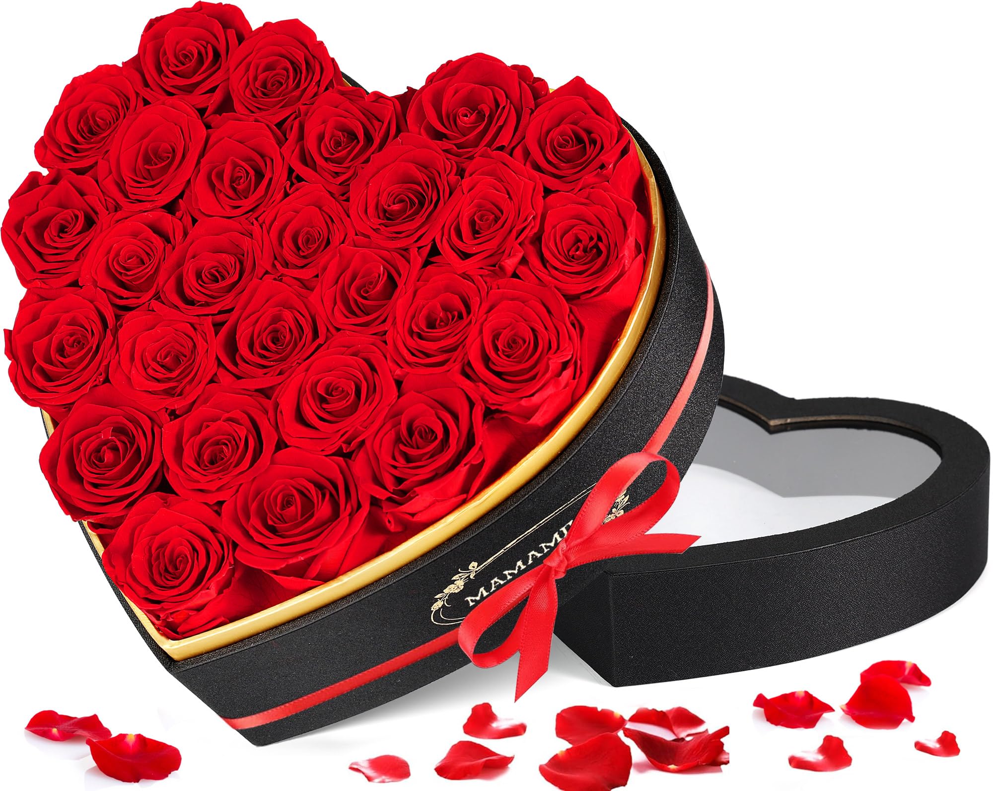 27 Preserved Roses in Heart Shape Gift Box for Her - Forever Flowers for Delivery, Enternal Rose Mothers Gifts for Mom, Wife Anniversary Birthday Gifts for Women, Red