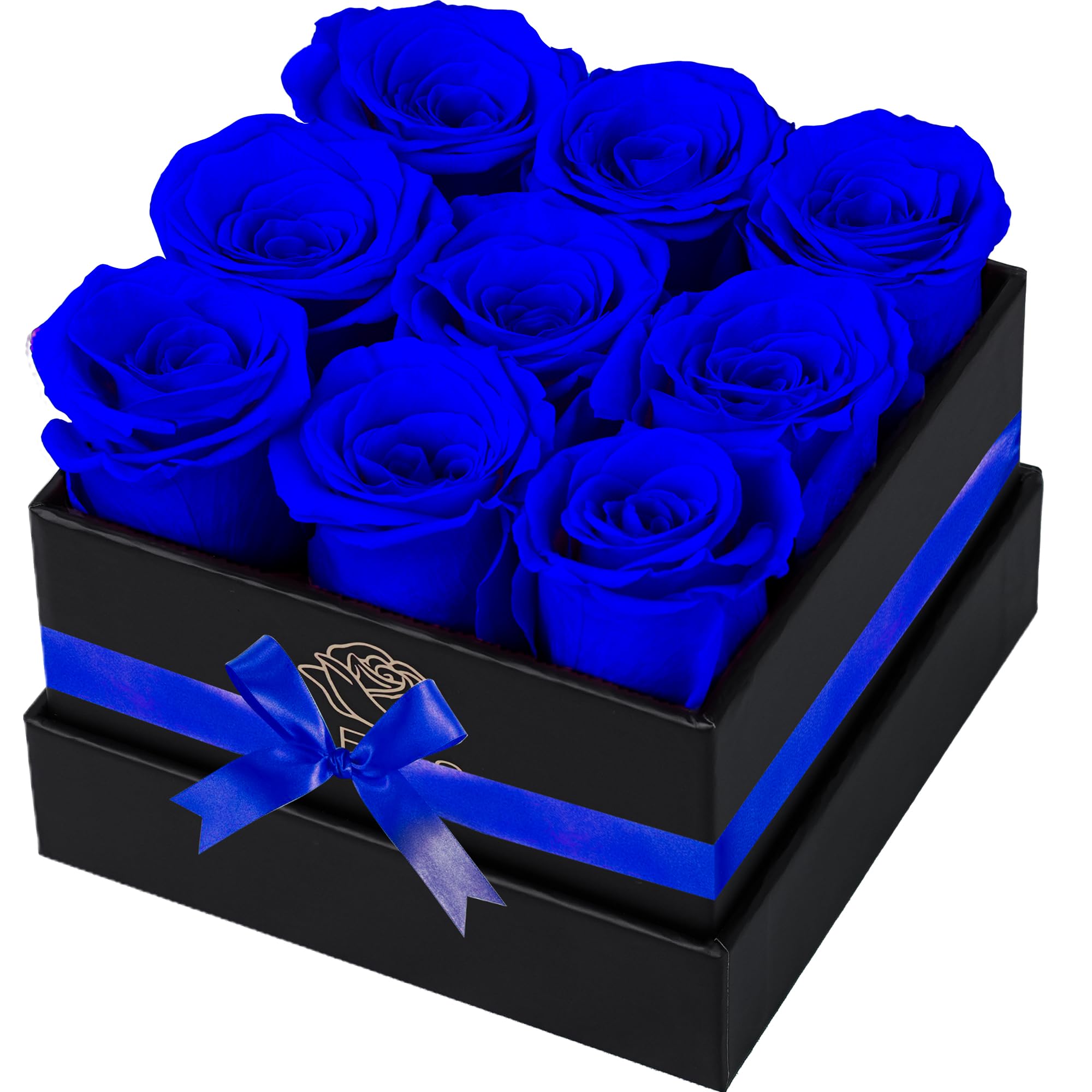 Forever Rose Flowers for Delivery Prime - 9pcs Preserved Fresh Roses, Genuine Roses That Last for Years, for Birthday Gifts for Women, Valentines Day, and Mother's Day (Blue)