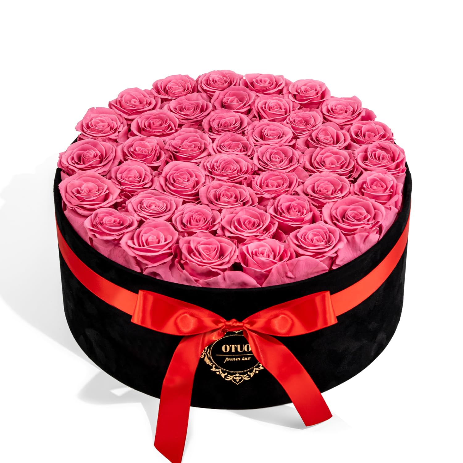 40 Real Preserved Roses in Suede Box Forever Roses Last Up to 3 Years, Flowers for Delivery Prime, Mother’s Day, Birthday, Christmas - Pink