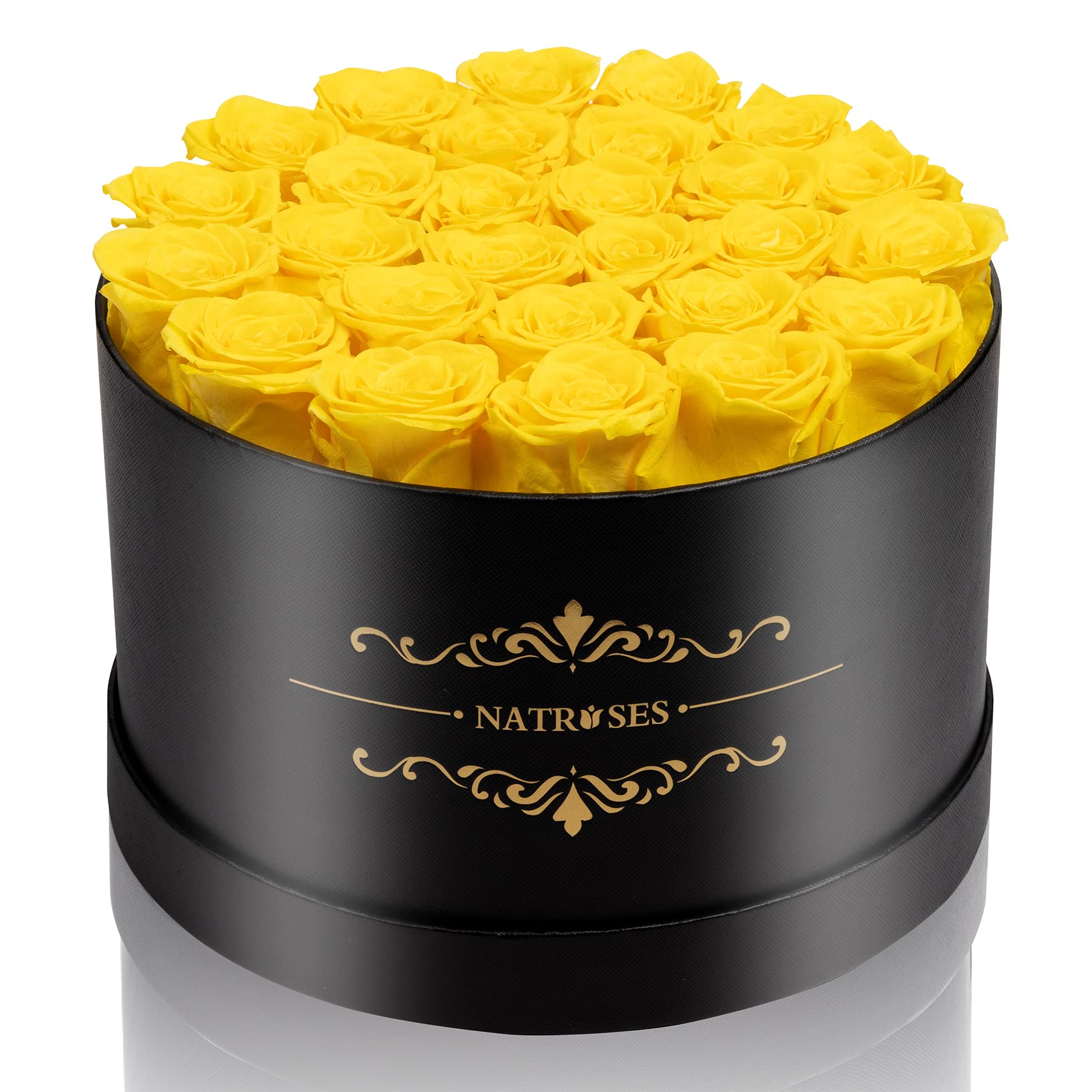 NATROSES 27 Piece Forever Preserved Roses in a Box, Preserved Flowers for Delivery Birthday, Flowers Gifts for Mothers Day, Yellow