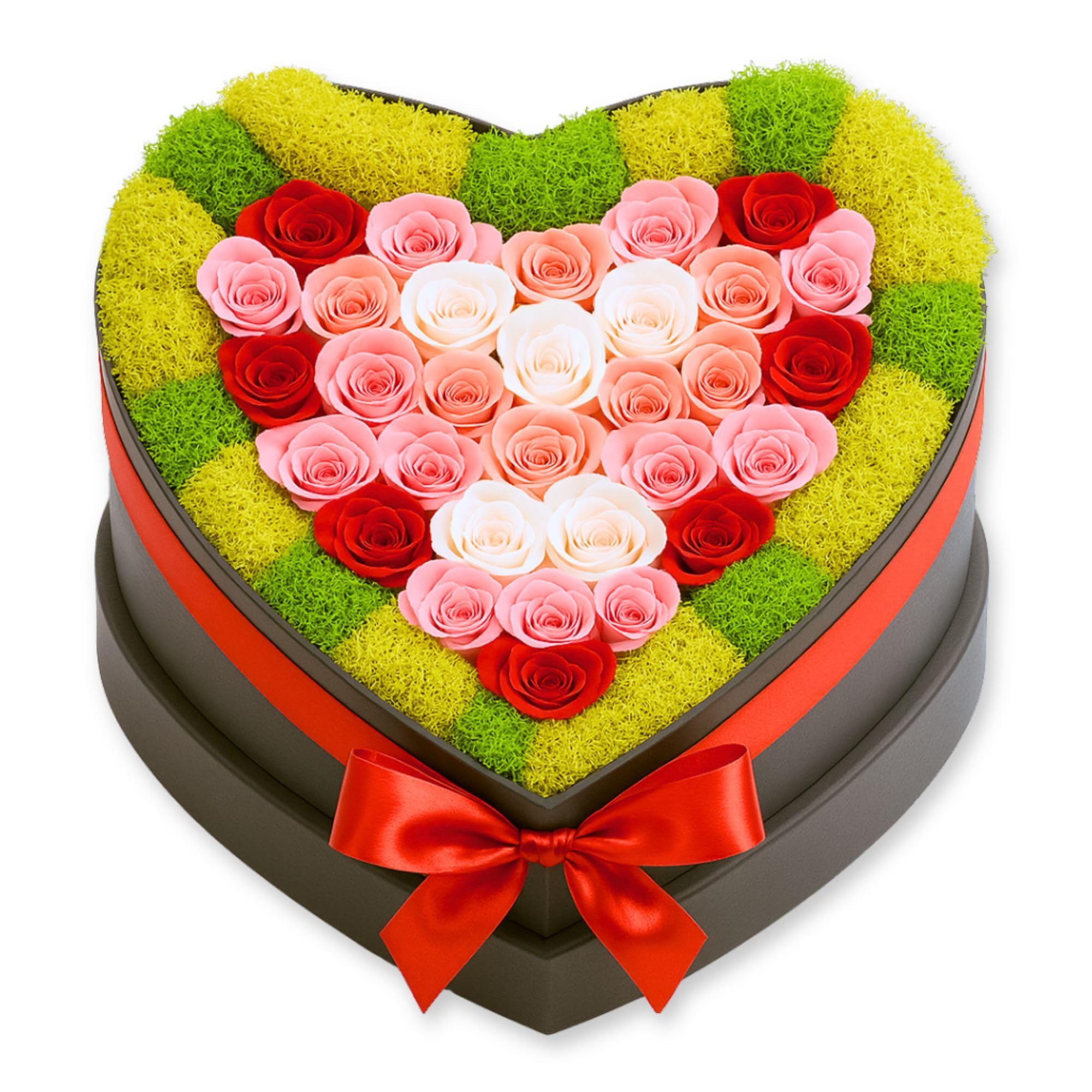 30 Preserved Roses, Forever Flowers for Delivery in Designer Heart-Shaped Box, Petite Long-Lasting Buds for Women, Eternal Rose Bouquet for Mothers Day, Girlfriend's Birthday