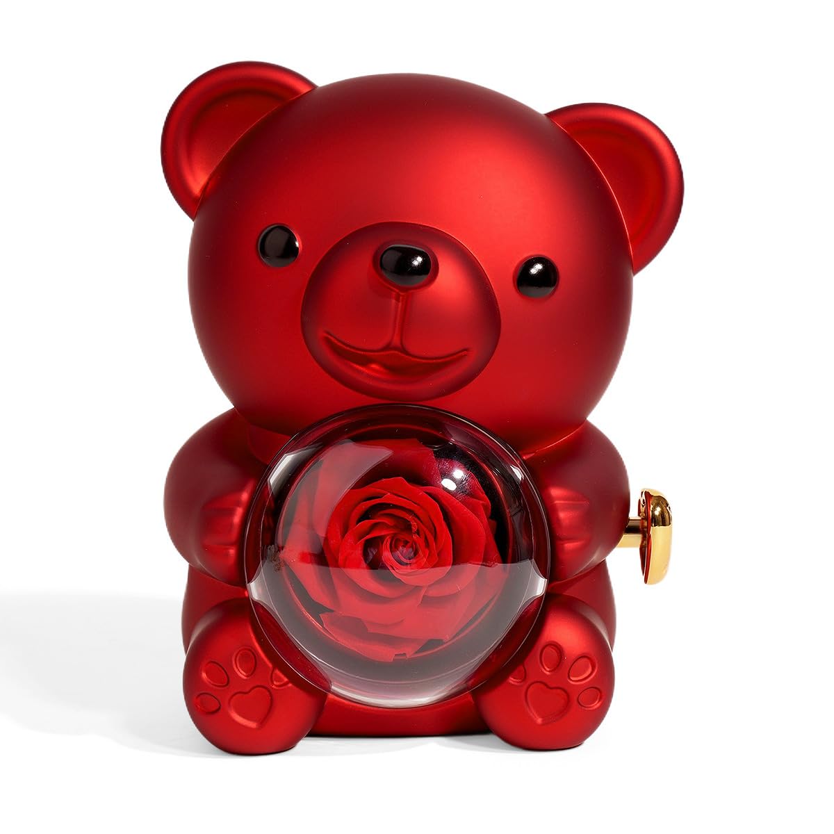 New Forever Rose Hug Bear Jewelry Box Preserved Real Rose Gifts Eternal Rose Box for Mom,Girlfriend,Women,Wife,Valentine's Day,Mother's Day,Birthday,Anniversary