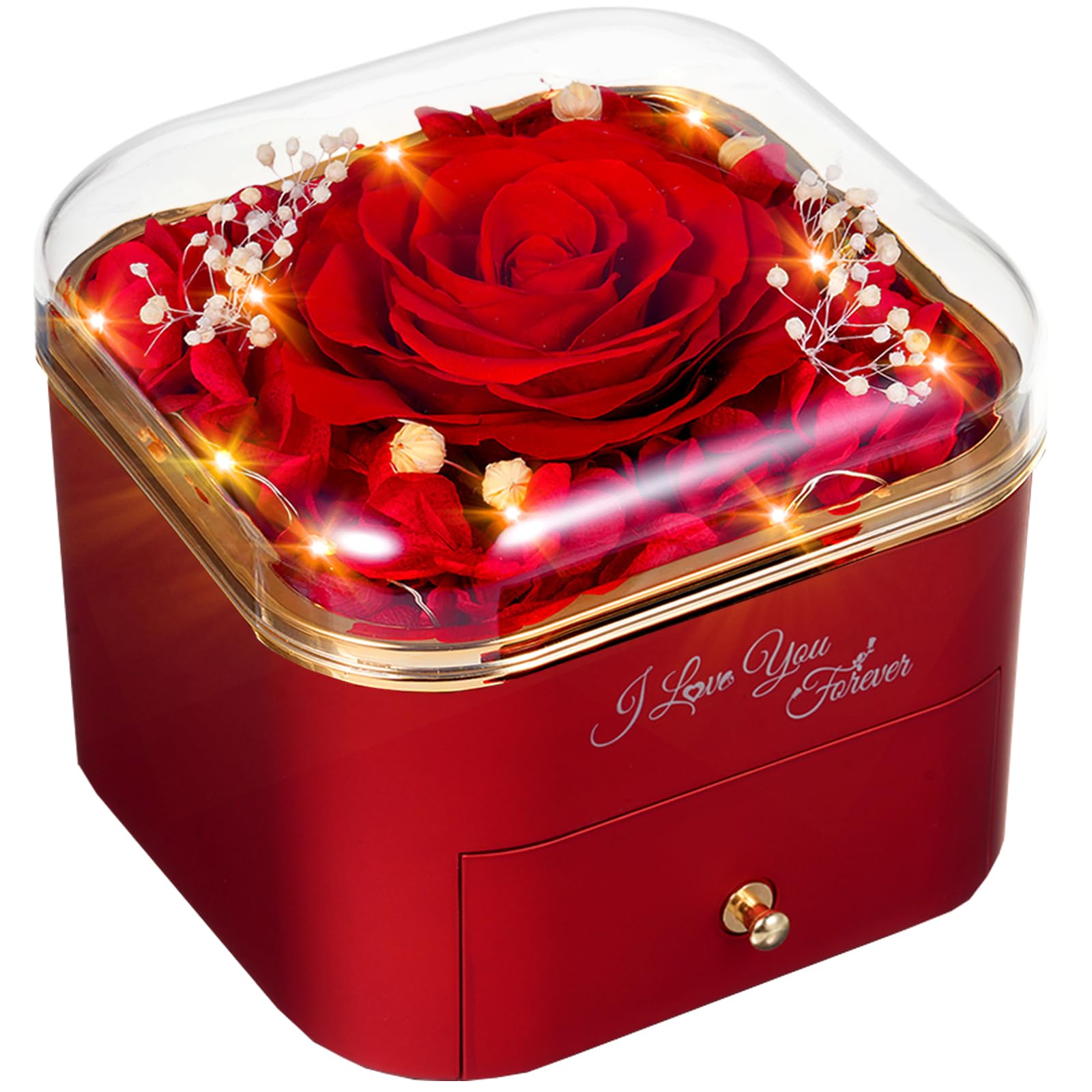 Forever Preserved Rose for Women Mum Wife Girlfriend Eternal Rose Flower Gift Box with Necklace for Her Ideal for Valentines Day Mother's Gifts Birthday for Women Anniversary