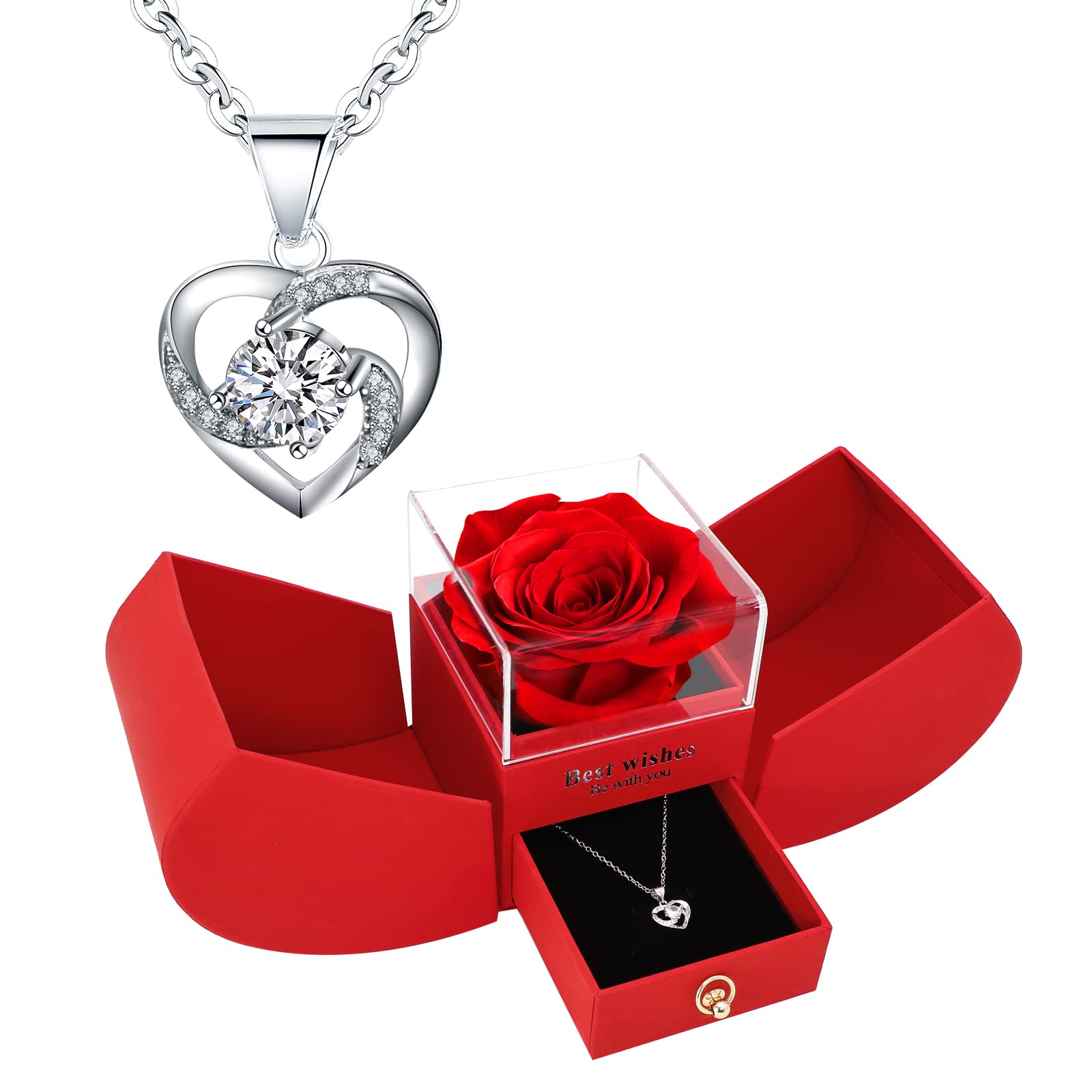 Valentine's Day Gift, Save Rose Necklace for Girlfriend, Rose Box, Rose Necklace, Gift for Girlfriend Mom Sister, Forever Rose, Eternal Rose, Gift for Her