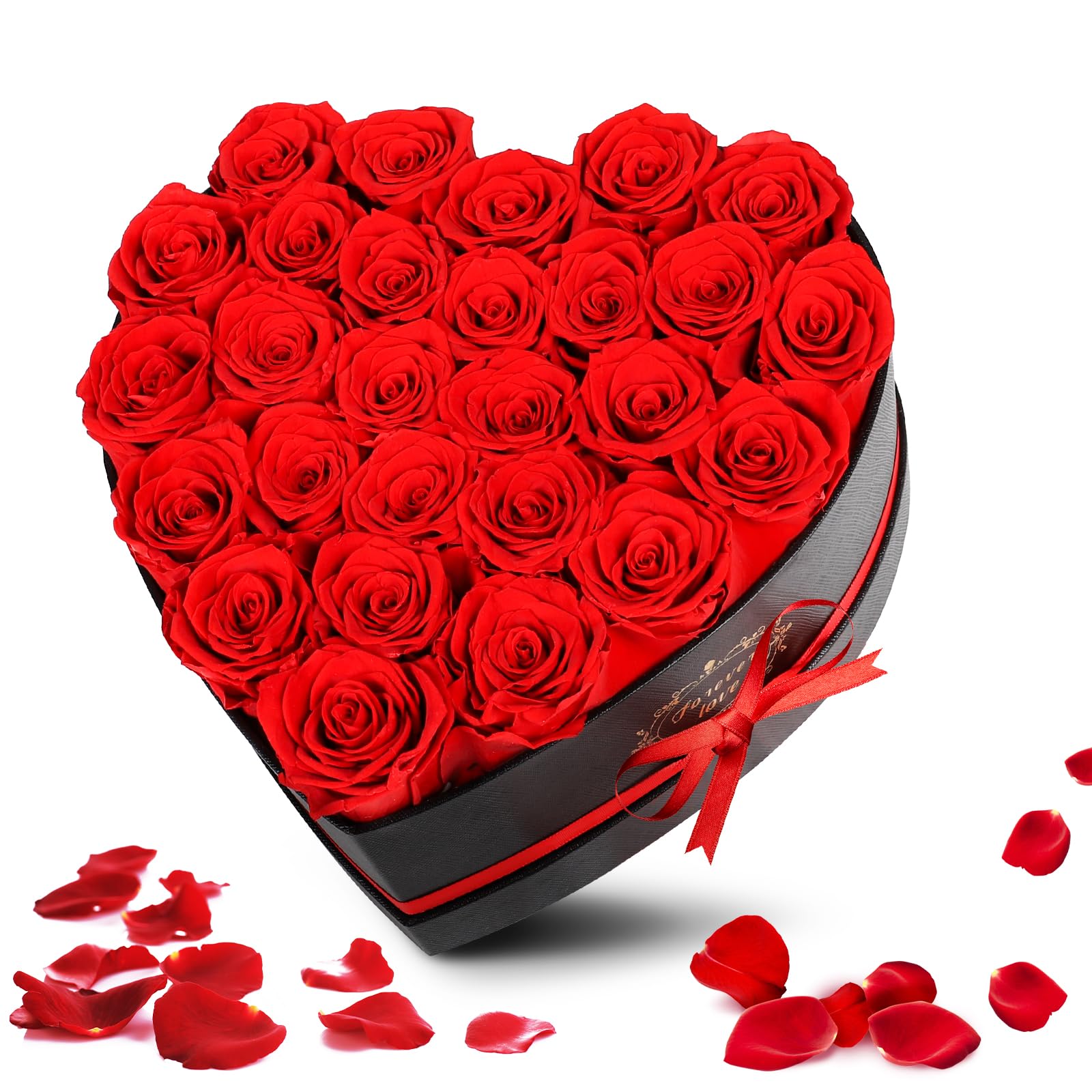 Mothers Day Birthday Gifts for Mom, 27-Piece Preserved Flowers with Heart Shape Box - Preserved Roses Mothers Day Flowers for Delivery Prime, Delivery Mothers Day- 27 Red Roses