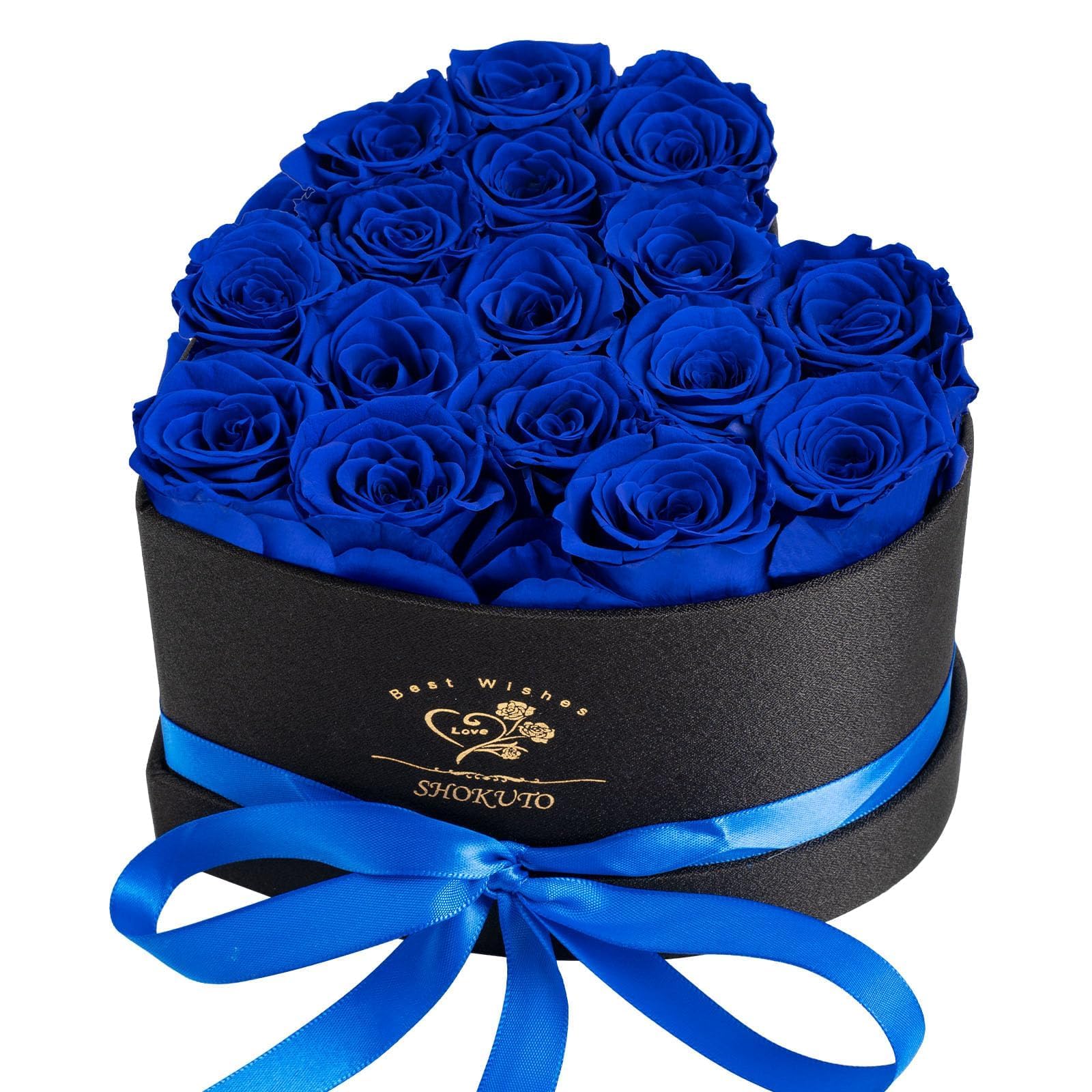16-Piece Forever Roses in Heart Box,Preserved Rose Flowers,Birthday Gifts for Women Her Mothers Wife,100% Real Roses Last for 3 Years.Eternal Rose Gift Box for Valentines Christmas Mother's Day