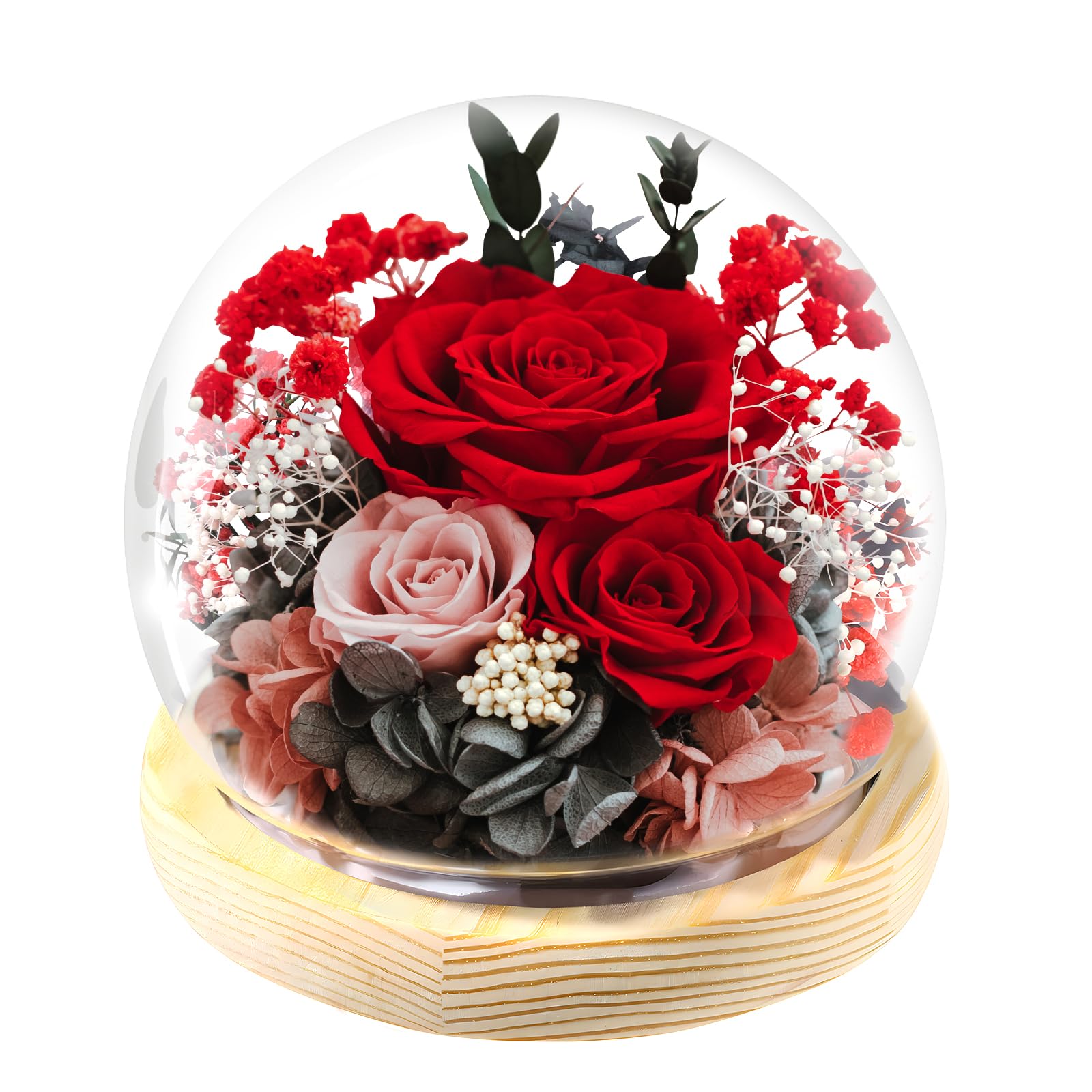 Mothers Day Mom Gifts for Women Preserved Rose Forever Fresh Flowers for Delivery Prime Mother's Day Birthday Gifts for Grandma Daughter Sister Wife Red Eternal Roses in Glass Dome
