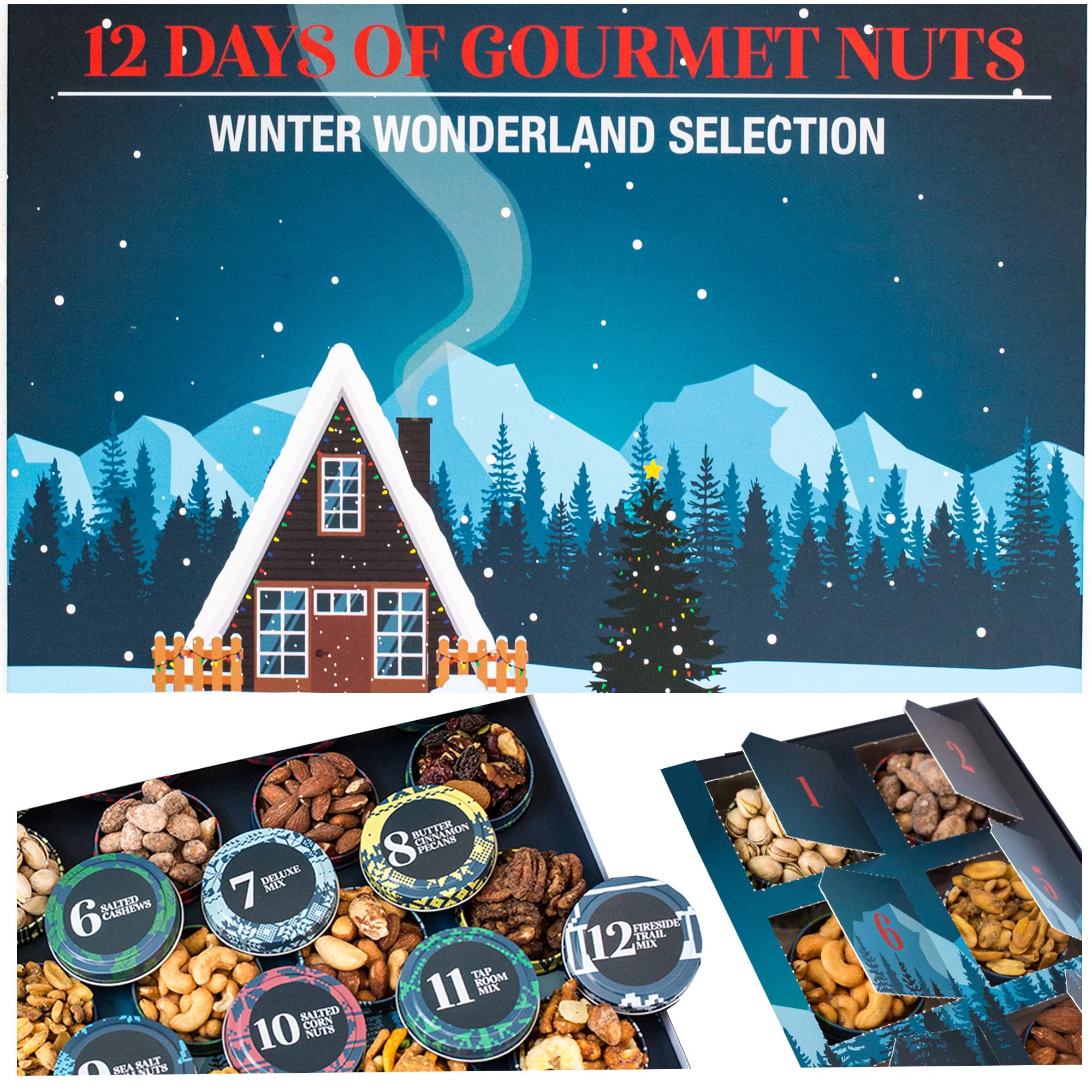 Nuts Gift Basket for Women, Men - 12 Snacks, Gift Box - Food Gifts for Men, Women, Adults, Teens, Family - Care Package Gift Idea, Gift Set