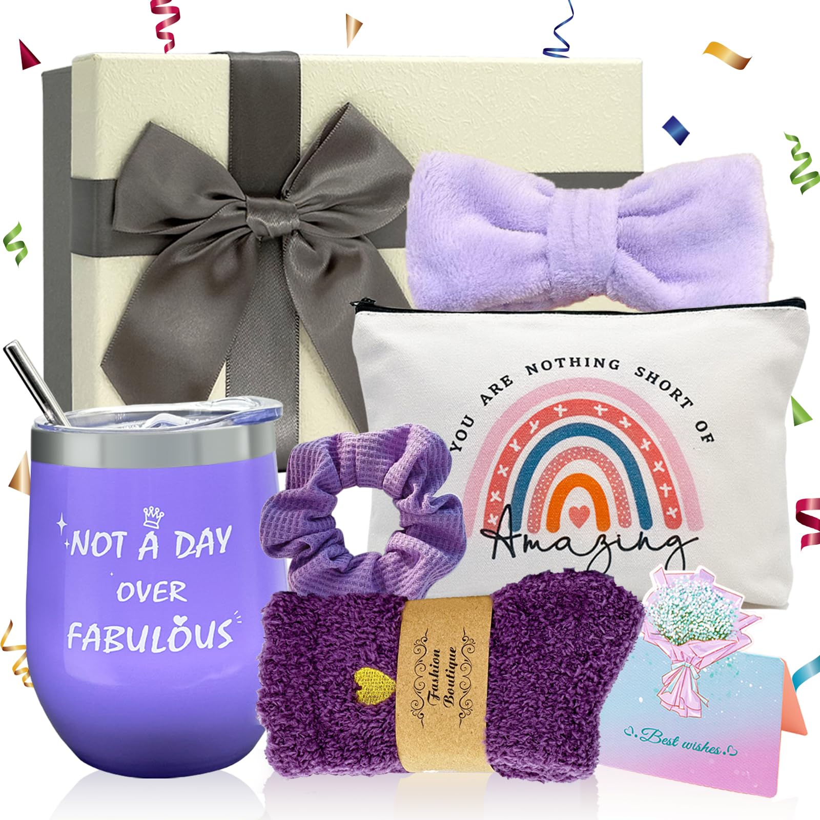 Purple Birthday Gifts for Women, Purple Gift Sets for Women Birthday, Happy Birthday Gift Box for Women, Mothers Day Gifts