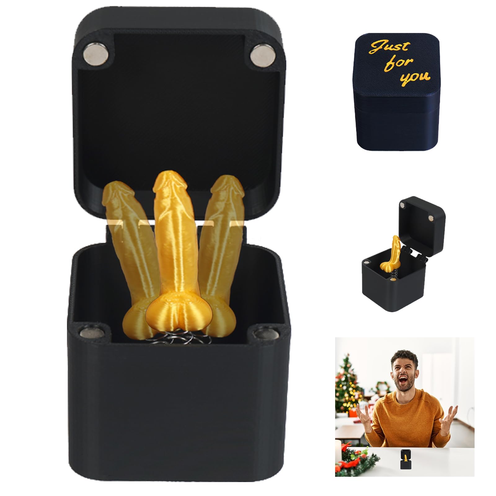 Funny Gag Gifts for Women Men, White Elephant Gifts for Adults, Best Gag Christmas Birthday Gifts for Men Women Friends Him Her (Black Box Gold Dick)