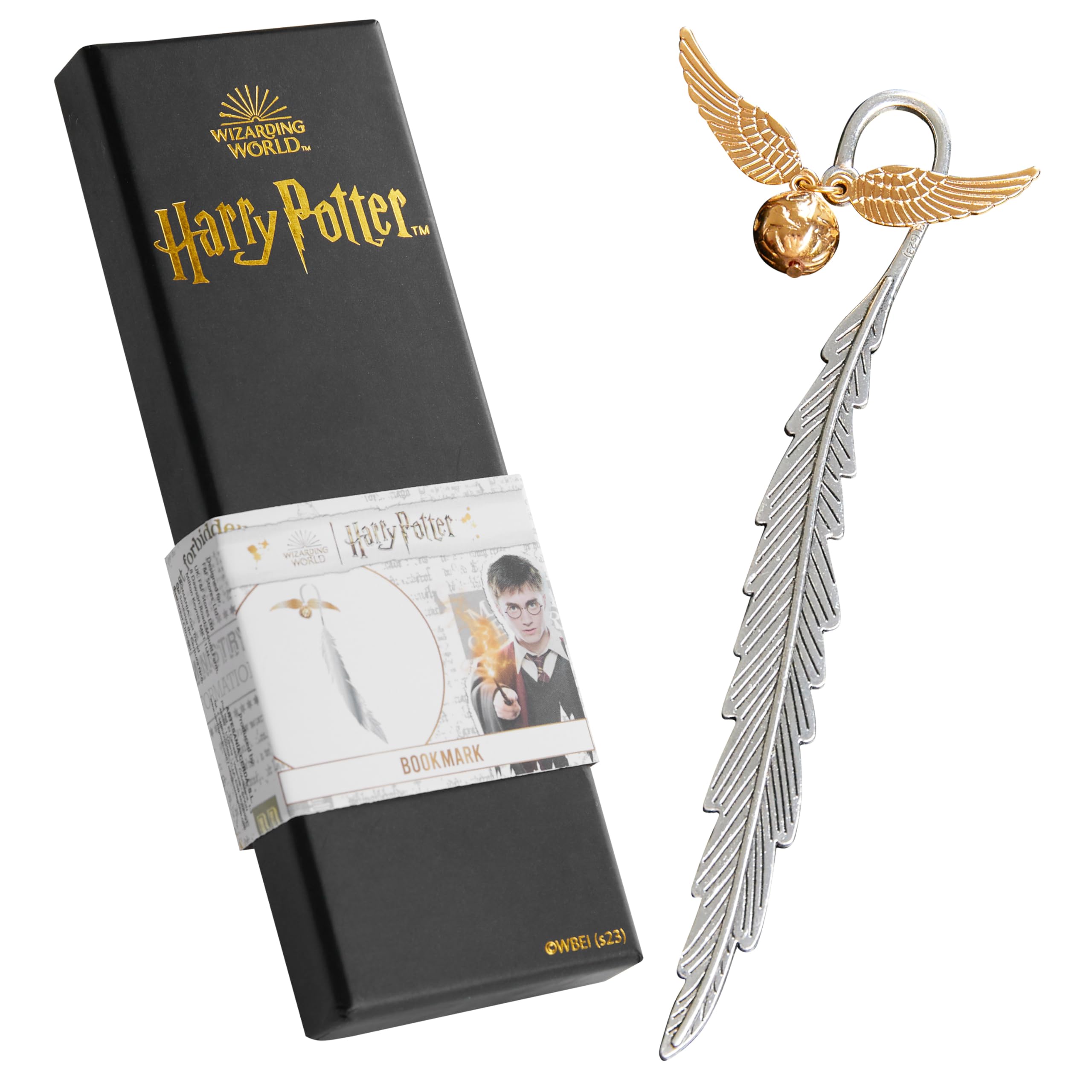 Harry Potter Metal Bookmark with Hanging Charm Golden Snitch Hogwarts Reading Gifts Book Lovers Gift Box (Golden Snitch)