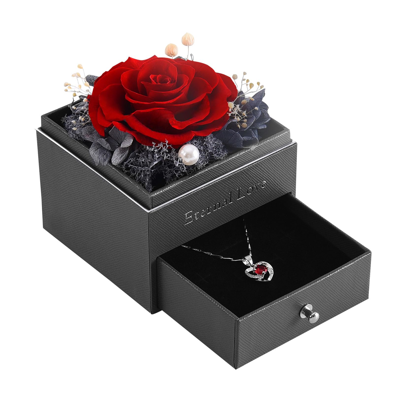 SHOKUTO Preserved Rose,Birthday Gifts for Women Mom Girlfriend,Gifts for Mom Grandma Wife Daughter Sister,Jewelry Boxes with Necklace