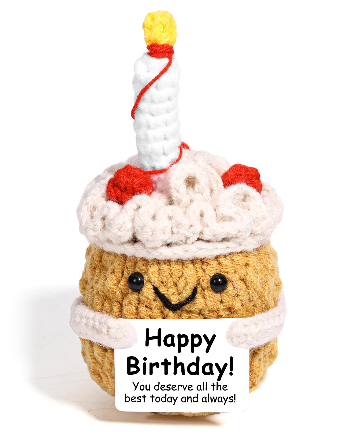 AICase Positive Crochet Cake,Happy Birthday Gifts Inspirational Fanny Knitted Cake Emotional Support Nuggets Unique Small Ideas Funny Decorations Gifts for Women Men Her Him Sister Mom Dad Girls Boys