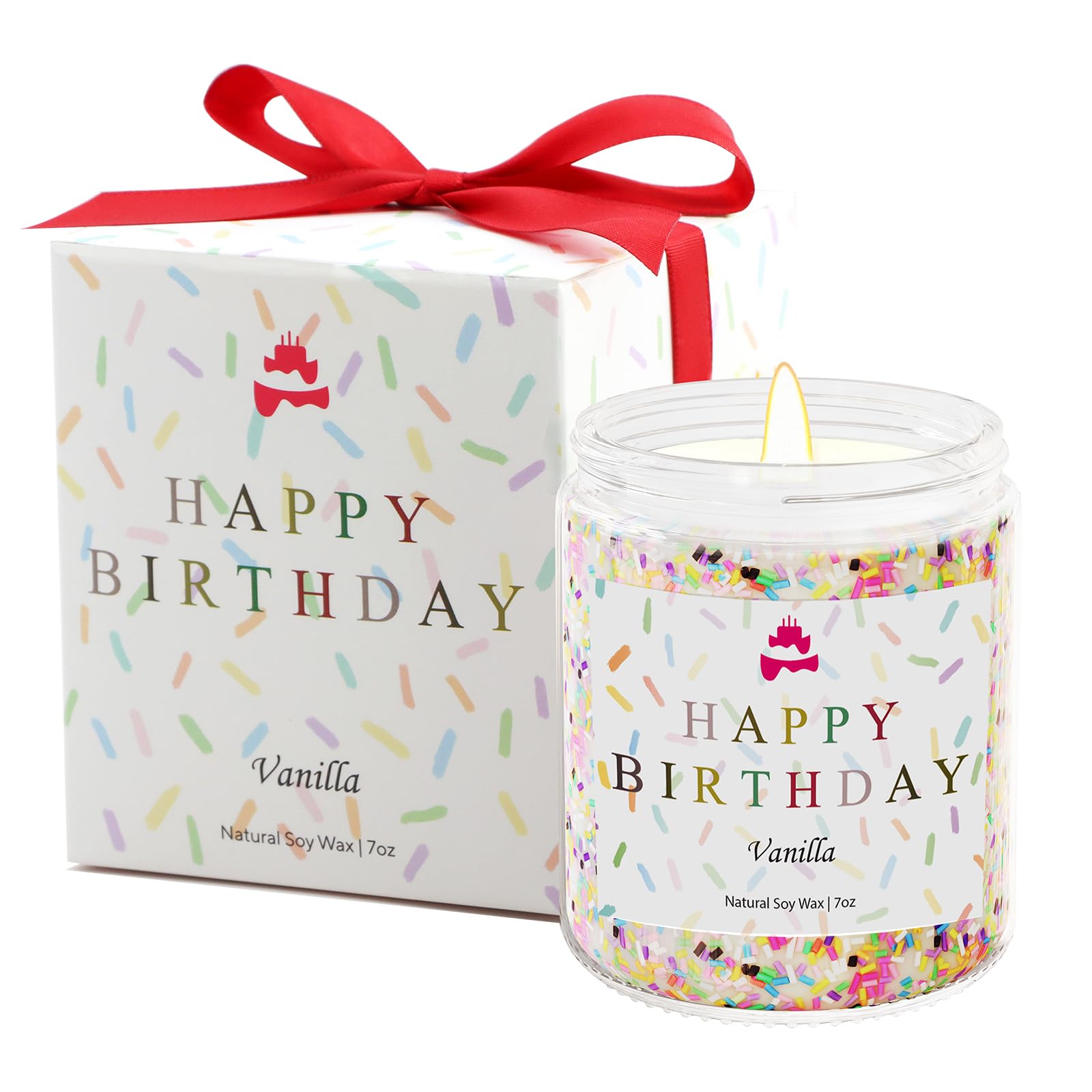Happy Birthday Candle - Birthday Gifts for Women, Men, Mom, Dad, Sister, Teacher, Friends - Best Gifts for Her Ideas, Natural Soy Wax Vanilla Scented Candles