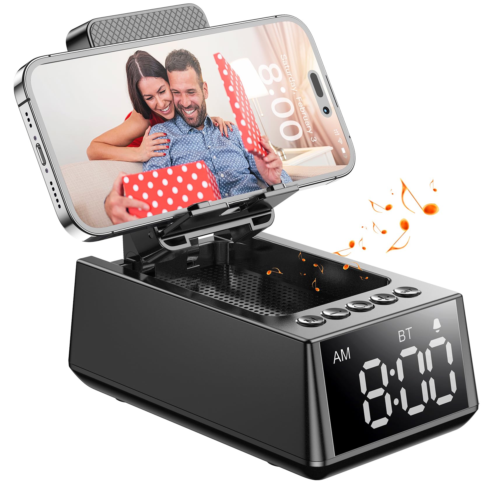 Birthday Gifts for Men Women, Cell Phone Stand Bluetooth Speaker with Anti-Slip Base, Hd Surround Sound, Cool Multi Functional Gadget, Unique Gift for Him, Her, Husband, Wife, Dad, Mom