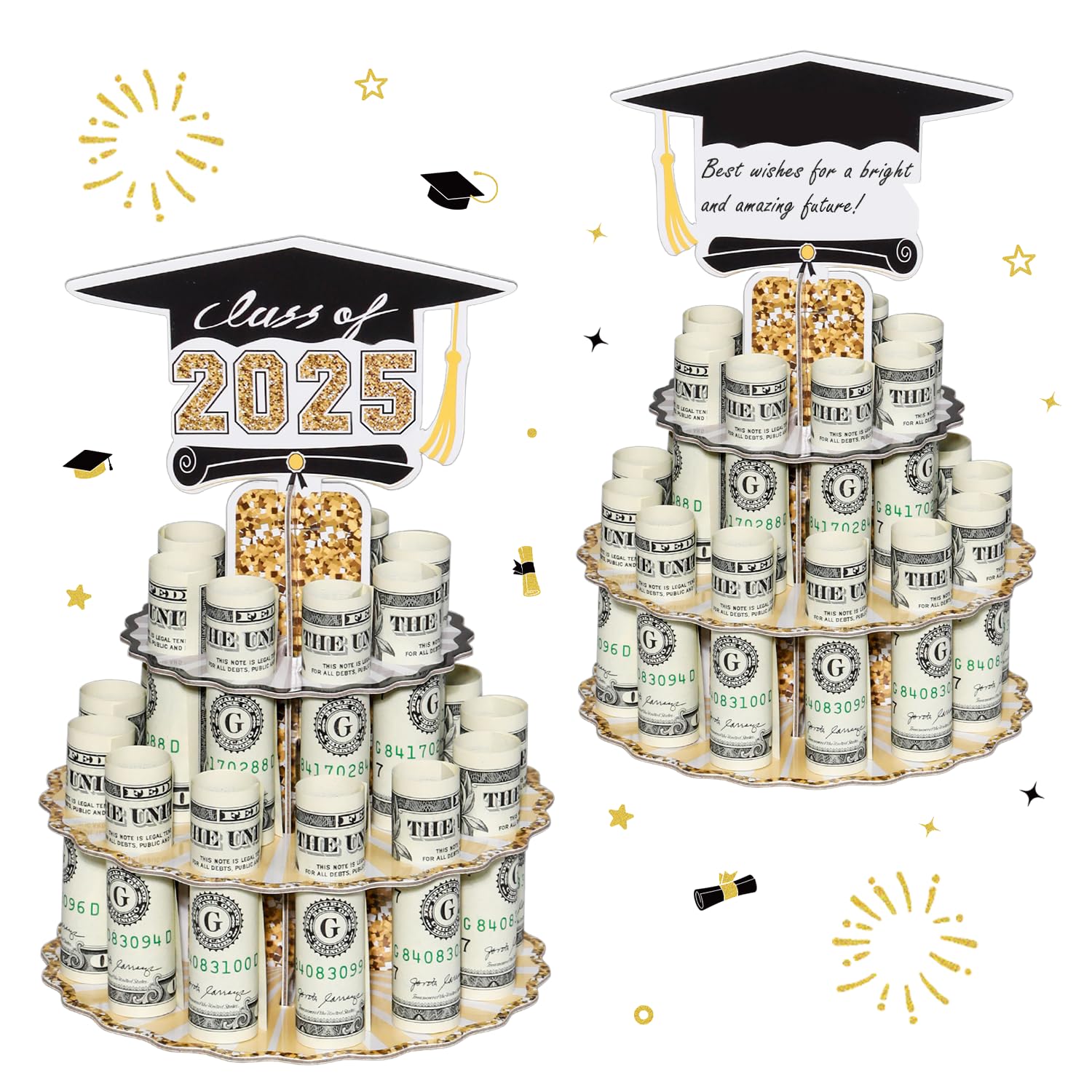 Graduation Money Holder for Cash Gift, 2025 Graduation Gifts Money Holder Leis Cash Cake for Her Him Congrats Class of 2025 Graduation Party Supplies (1 pcs)
