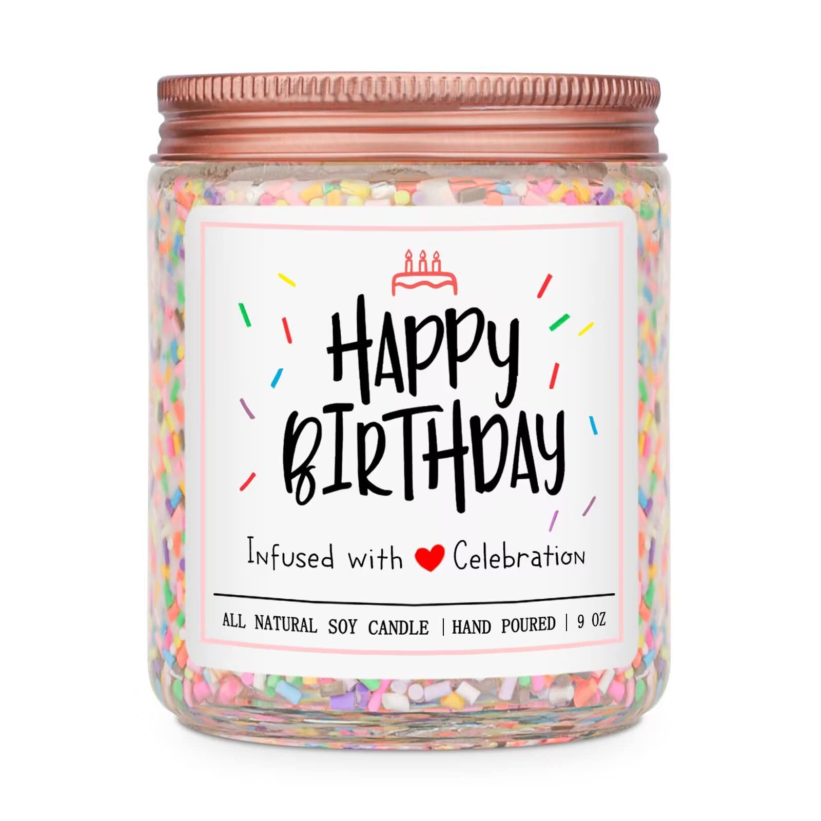 Homsolver Happy Birthday Gifts for Women Unique, Vanilla Cream Scent with Sprinkles Candy Birthday Candles for Her, Handmade Aromatherapy Candle Decor