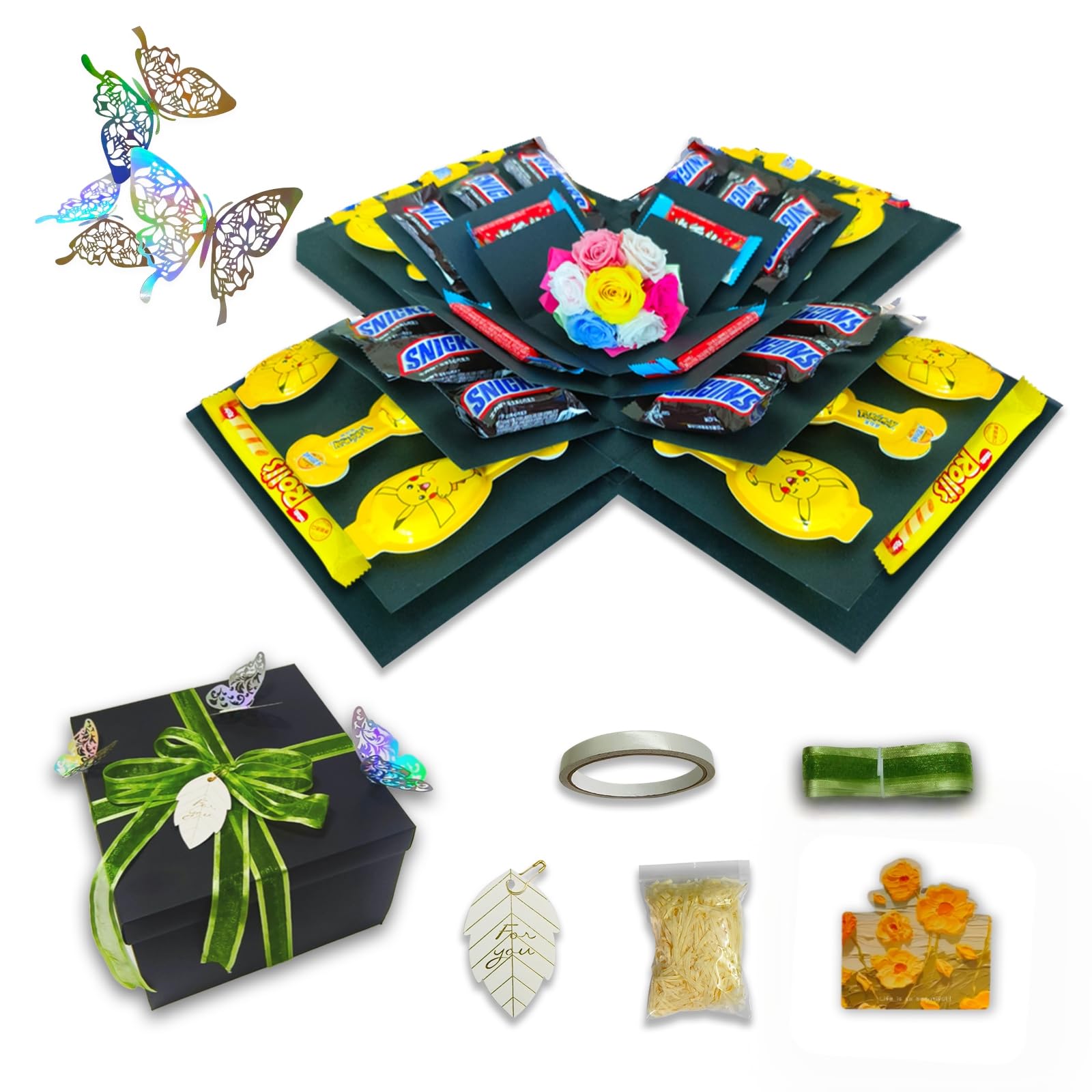 TTLYYXQMY Surprise Explosion Gift Gift Box The Lovebox Valentines Explosion Box Surprise Snack Box Five-Story (Black)