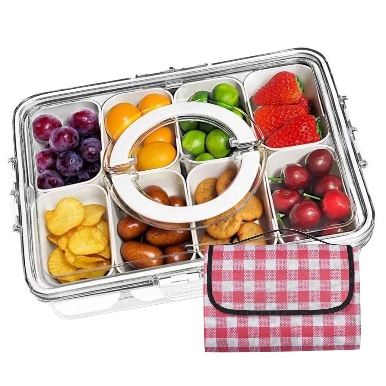 Adanis - Snack Containers - Snackle Box - Snack Box Container - Small Snack Containers - Snack Organizer - Snack Storage - Travel Charcuterie Board with Lid - Travel Snack Container