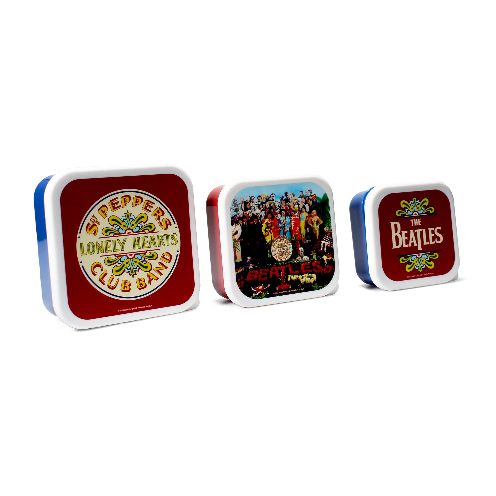 Snack Box Set of 3 | The Beatles Themed Plastic Food Containers With Lids | Lunchbox Adult & Kids Bento Lunch Box | Food Storage Containers | Kids Snack Boxes & Sandwich Box | Sgt Pepper