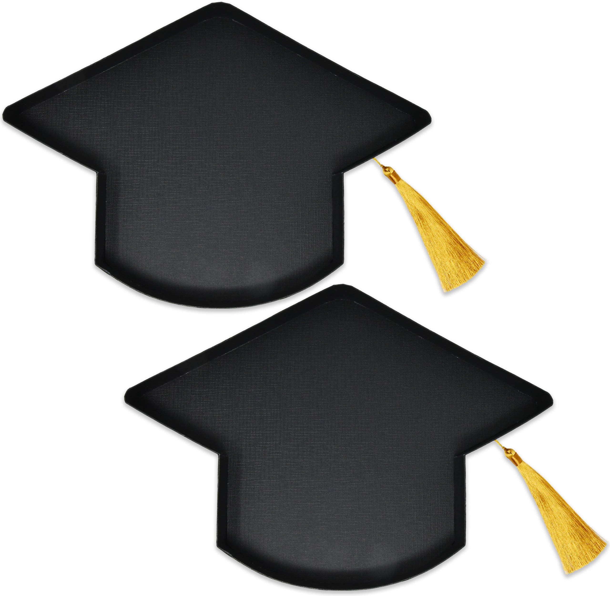 2 Graduation Fillable Cardboard Tray Black Grad Cap Shaped Charcuterie Board Gift Box Container for Food Chocolate Cupcake Candy Party Decorations