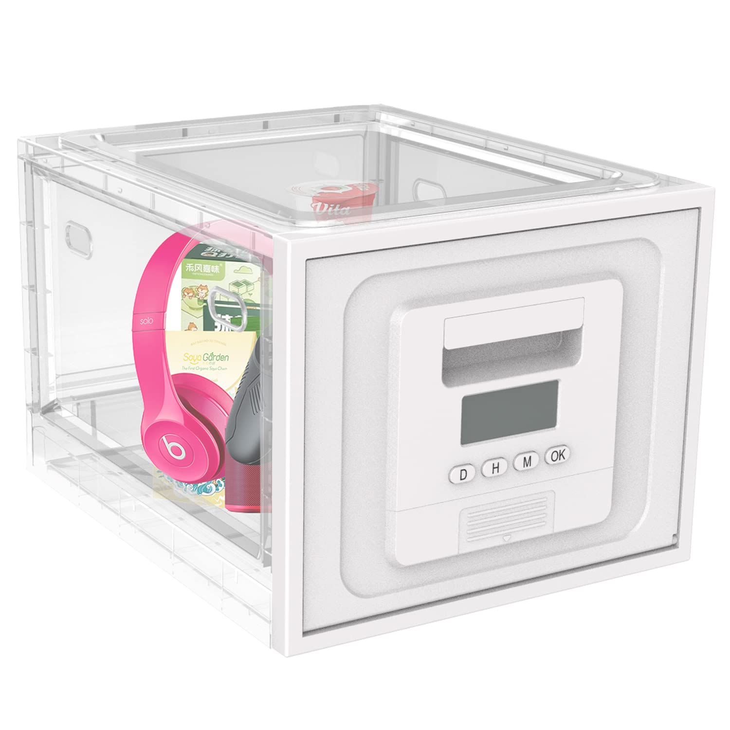 Time Lock Box for Food,Medicine Locker,Phone Jail Timer,PS5 Game Prison,Snacks Lockbox,Release Stress,Anxiety Relief,Gadget Gift | Combination Timed Locking Container | Kitchen Clear Lockable Safe Box