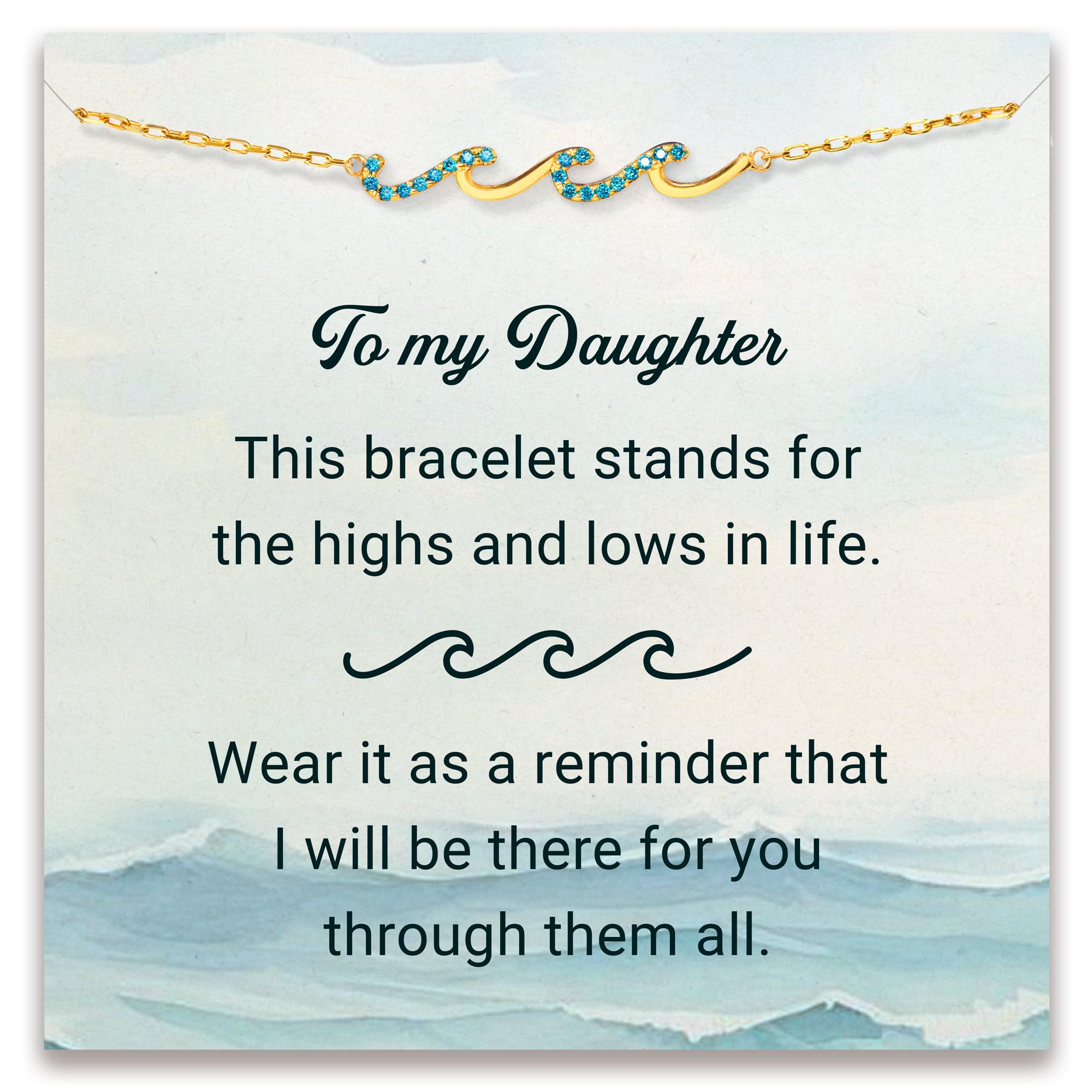 STORYJEWELLERY Wave Bracelet, Birthday Gifts for Women, Gifts for Daughter Mom and Sister, Bracelet for Sister Mom and Daughter, Meaningful Jewelry for Mother's Day, Retirement Present for Woman