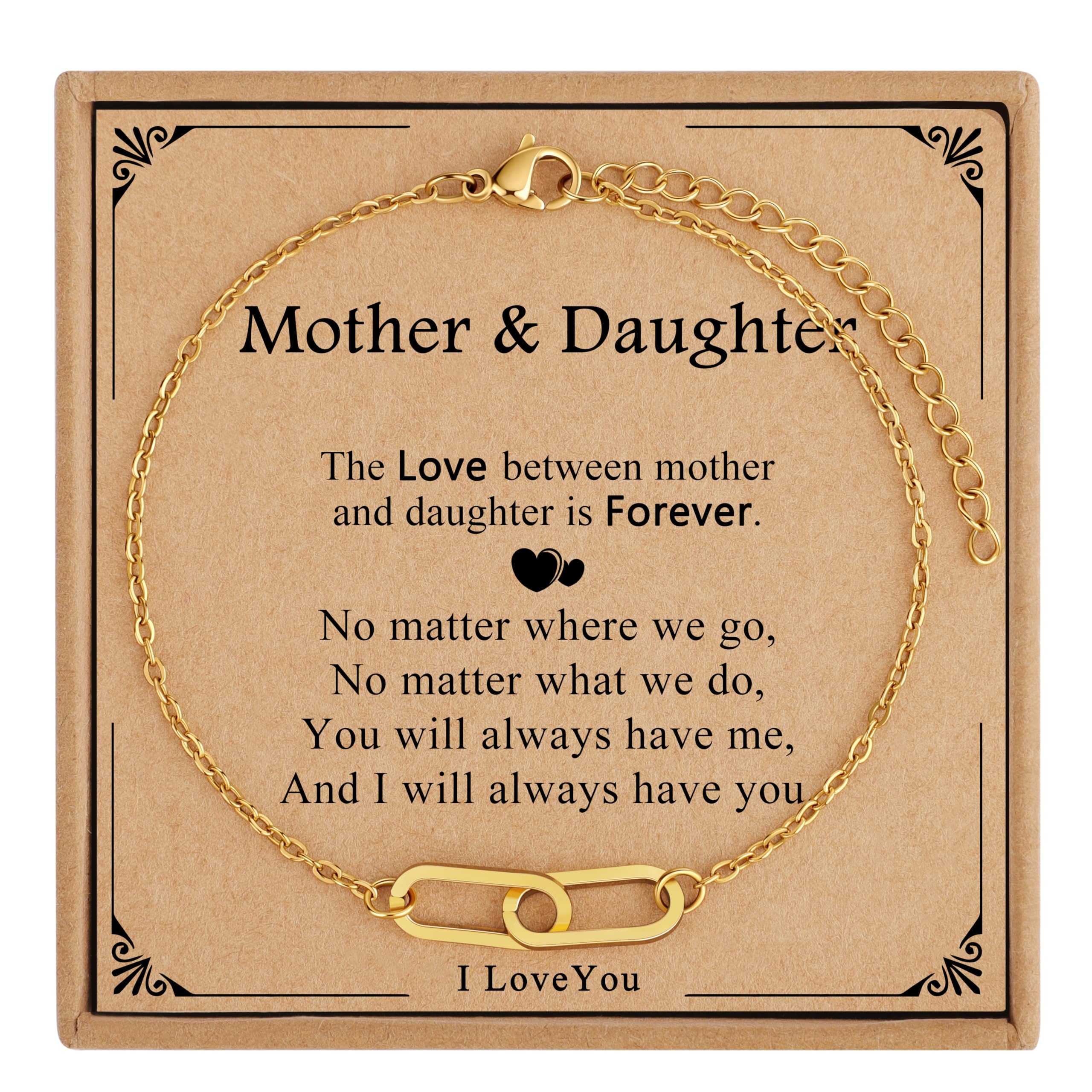 JoycuFF Mothers Day Bracelets For Women Paper Clip Bracelet Birthday Gifts For Women Mom Daughter Sister Gold Bracelet
